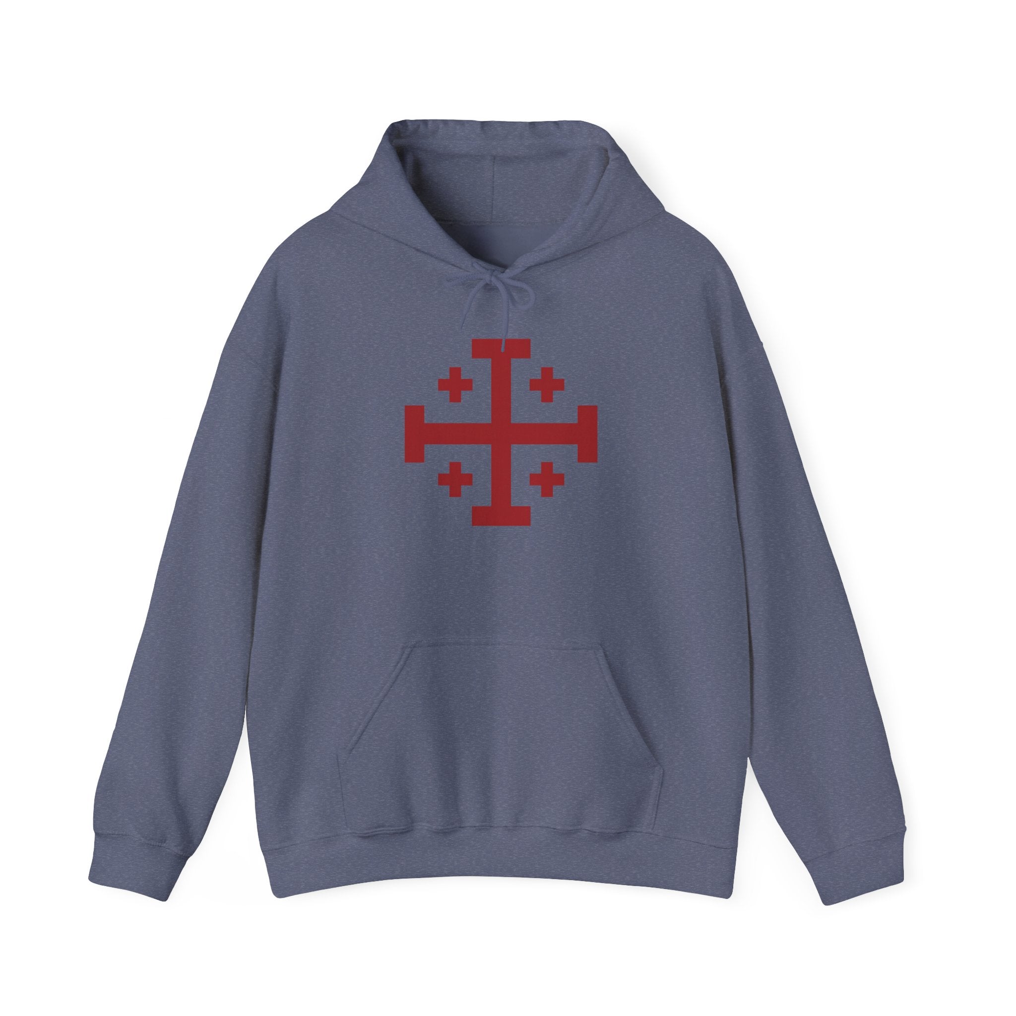 Cross of Jerusalem Red Design Pull Over Hoodie Sweatshirt