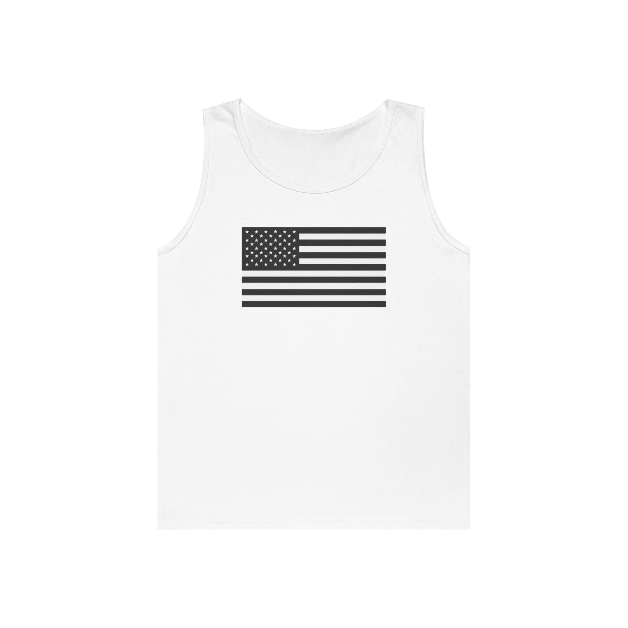 Black and White American Flag Heavy Cotton Tank Top