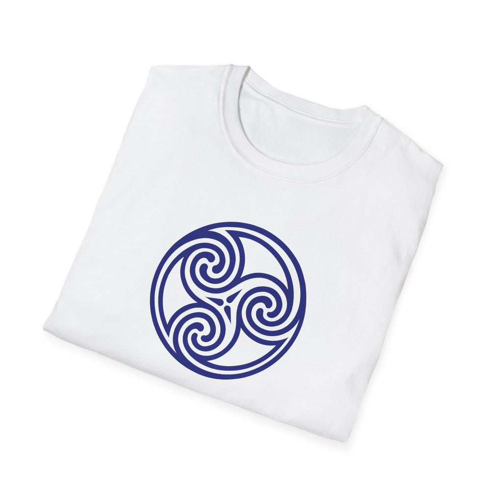 Celtic Spiral Triskele Trinity Symbol Blue Softstyle T-Shirt