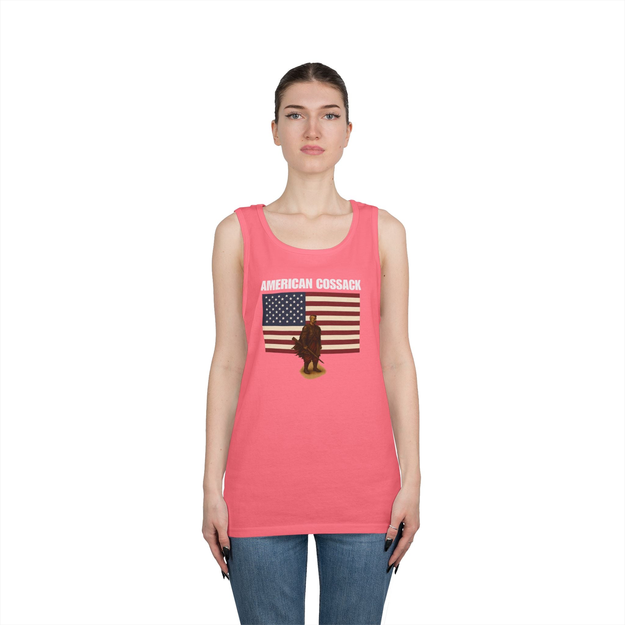 Patriotic American Cossack Heavy Cotton Tank Top
