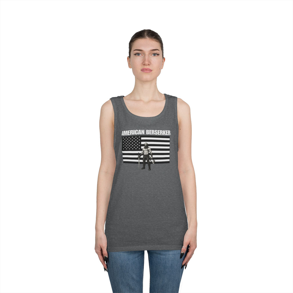 Bold American Berserker Black and White Heavy Cotton Tank Top