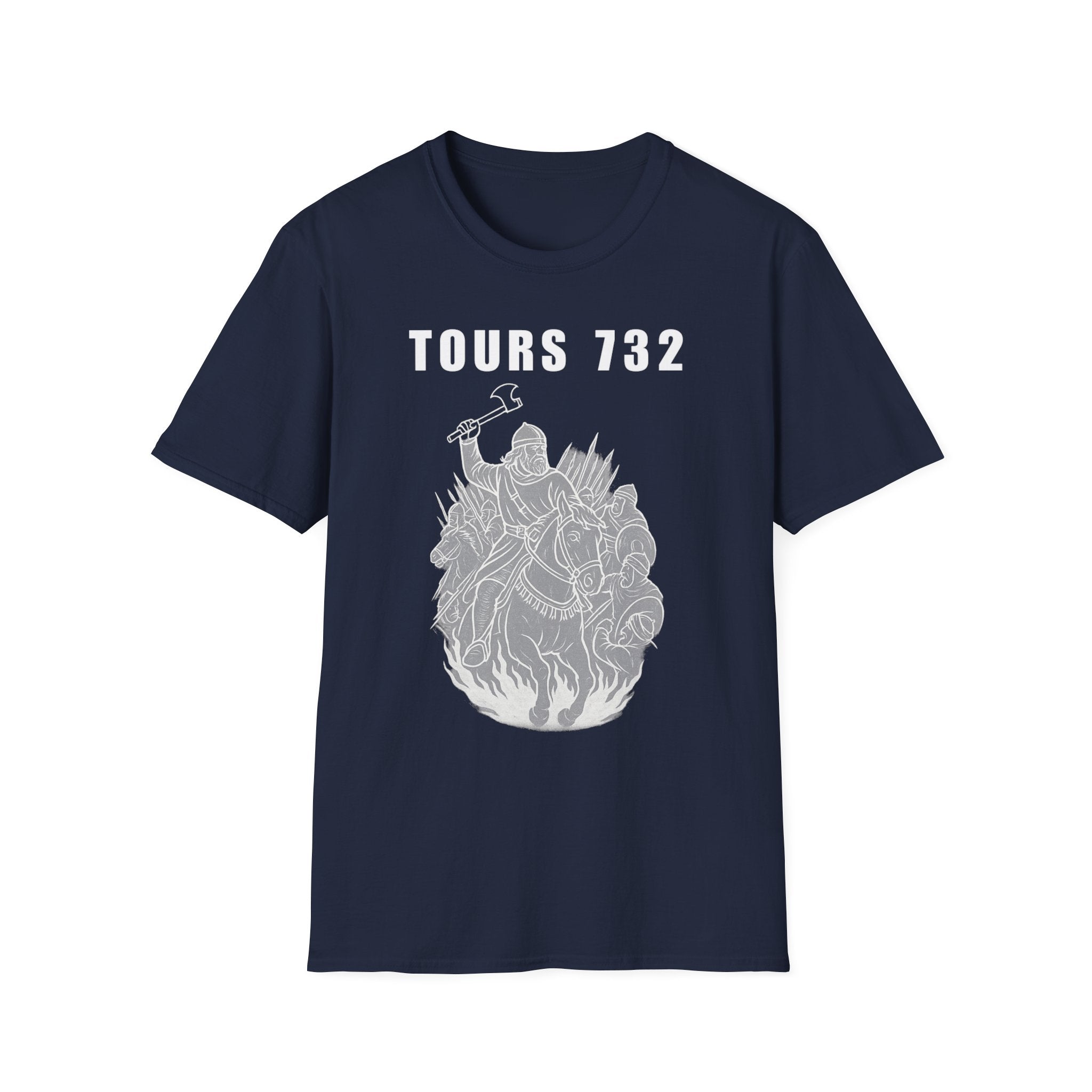 Tours 732 Charles "The Hammer" Martel "TOURS 732" Text Graphic Unisex Softstyle T-Shirt