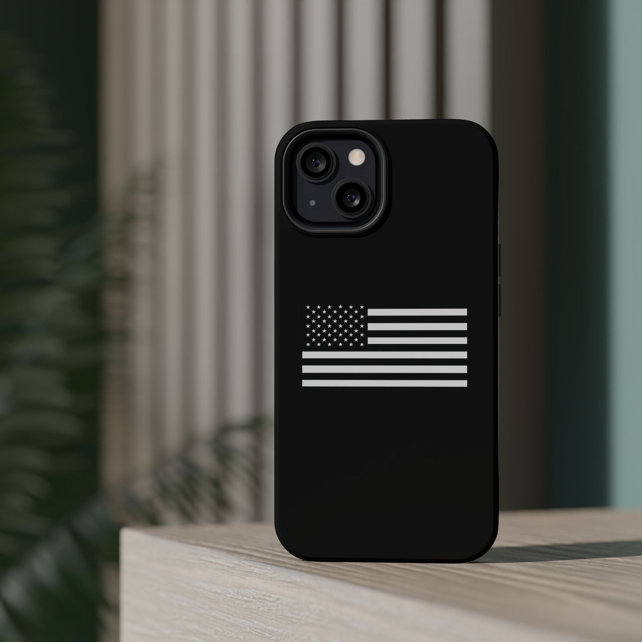 Black and White American Flag Magnetic Impact-Resistant Cases