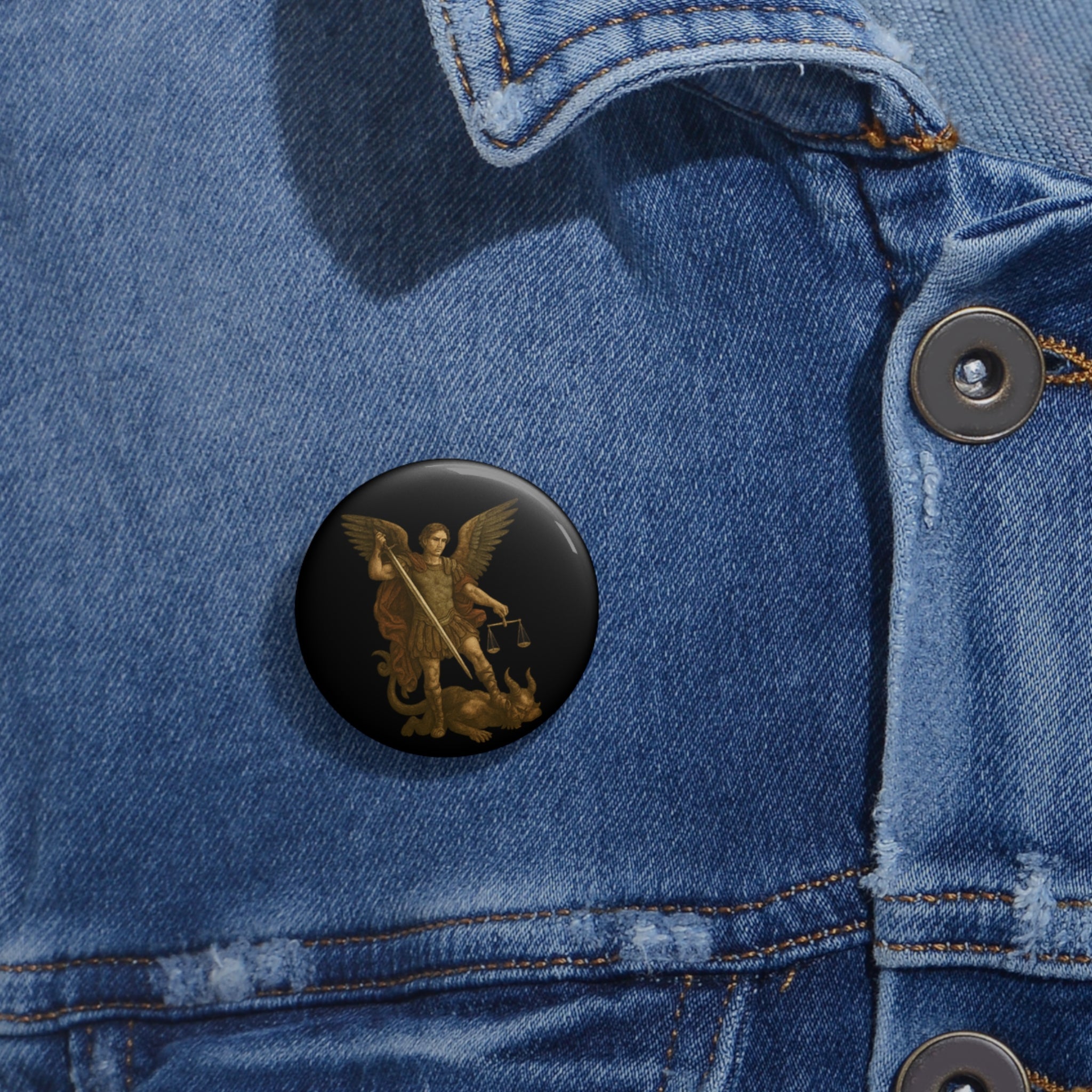 Michael The Arch Angel Custom Pin Buttons