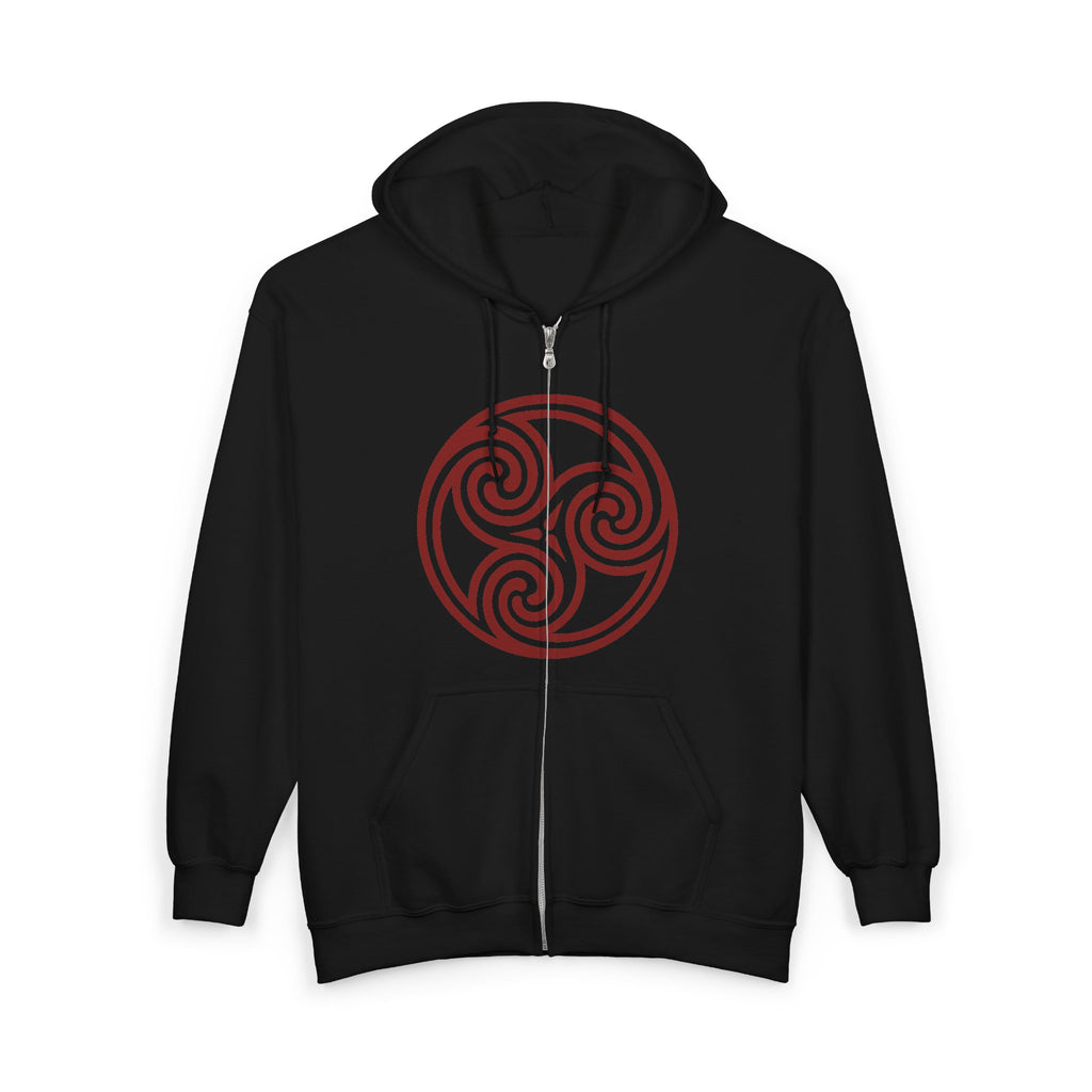 Celtic Spiral Triskele Trinity Symbol Alt Red Design Full Zip Up Hoodie Sweatshirt