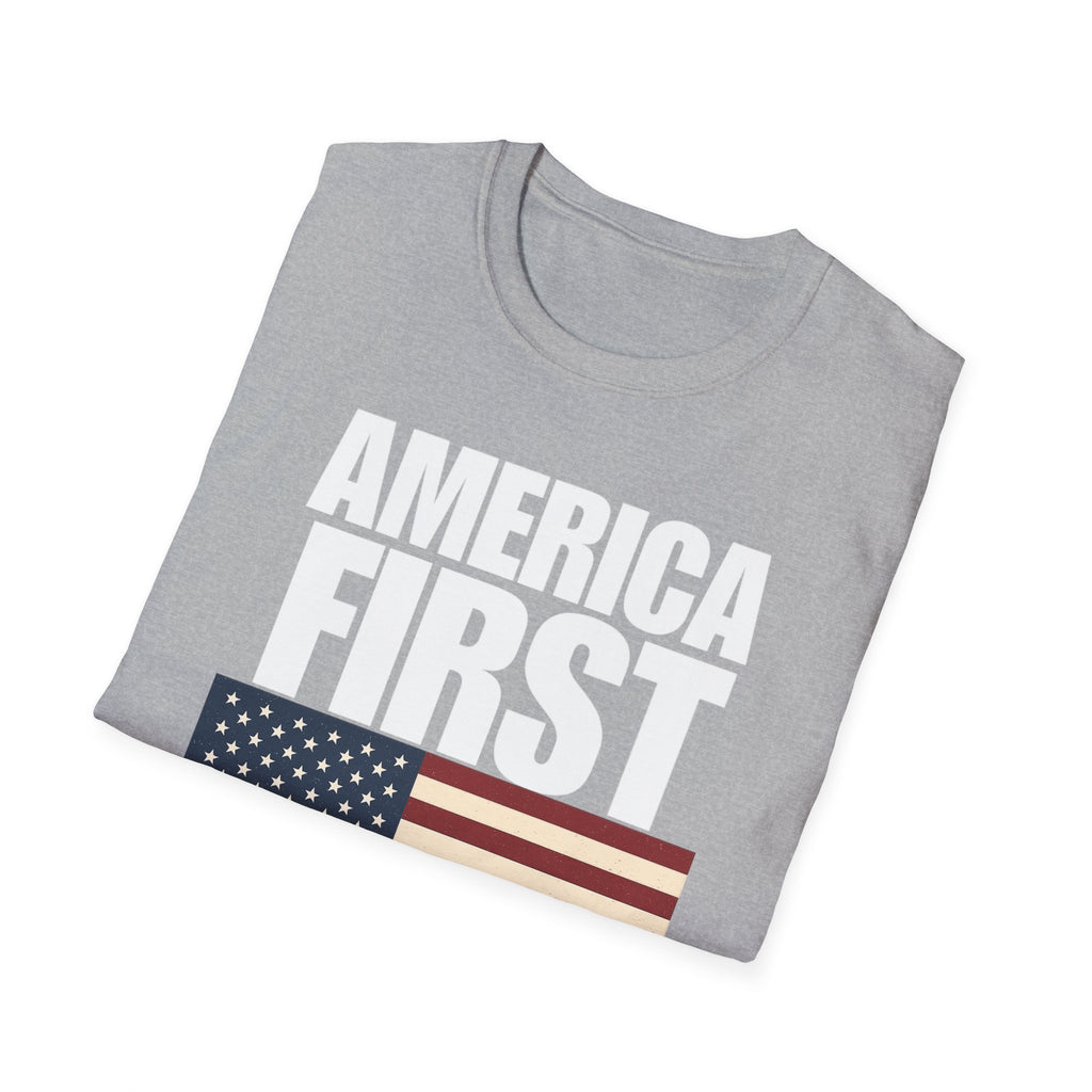 America First American Flag Softstyle Cotton Shirt T-Shirt