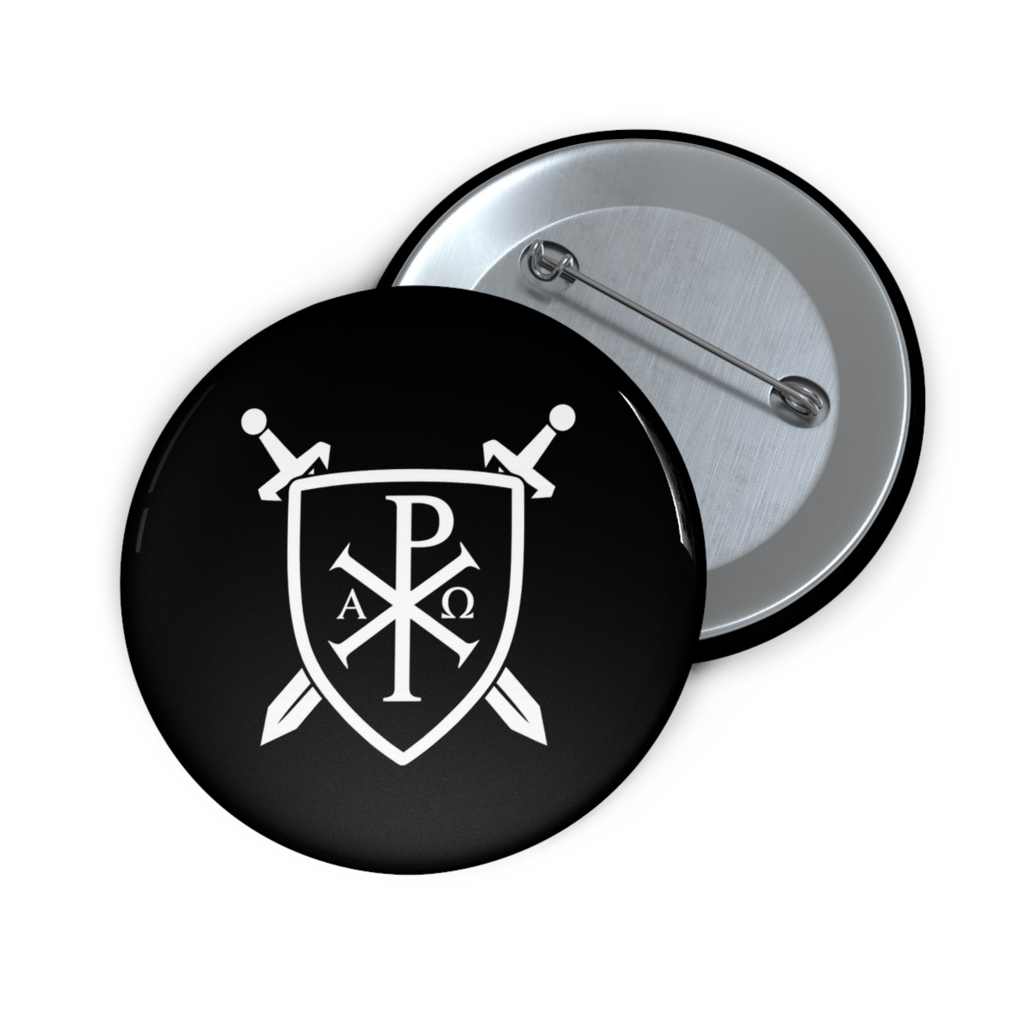 Sword and Shield Pi Chi Rho Custom Pin Buttons