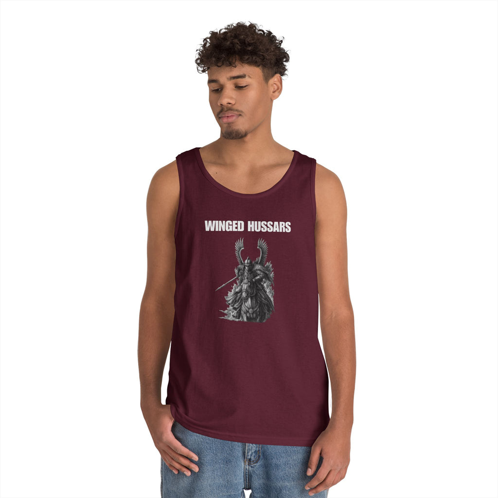 Winged Hussar White Design Heavy Cotton Tank Top