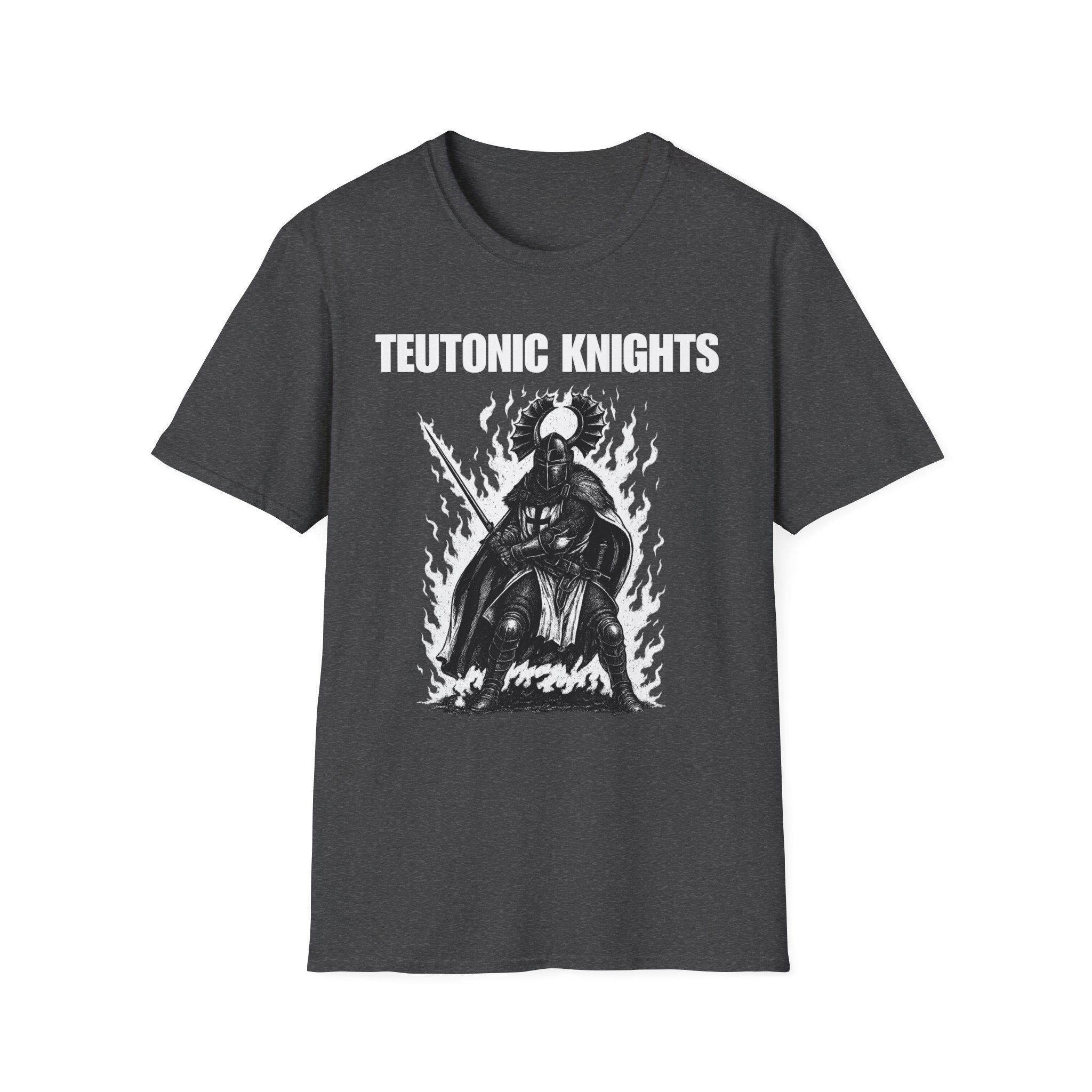 Teutonic Knights Front and Back White Teutonic Cross Graphic Softstyle Cotton Shirt T-Shirt
