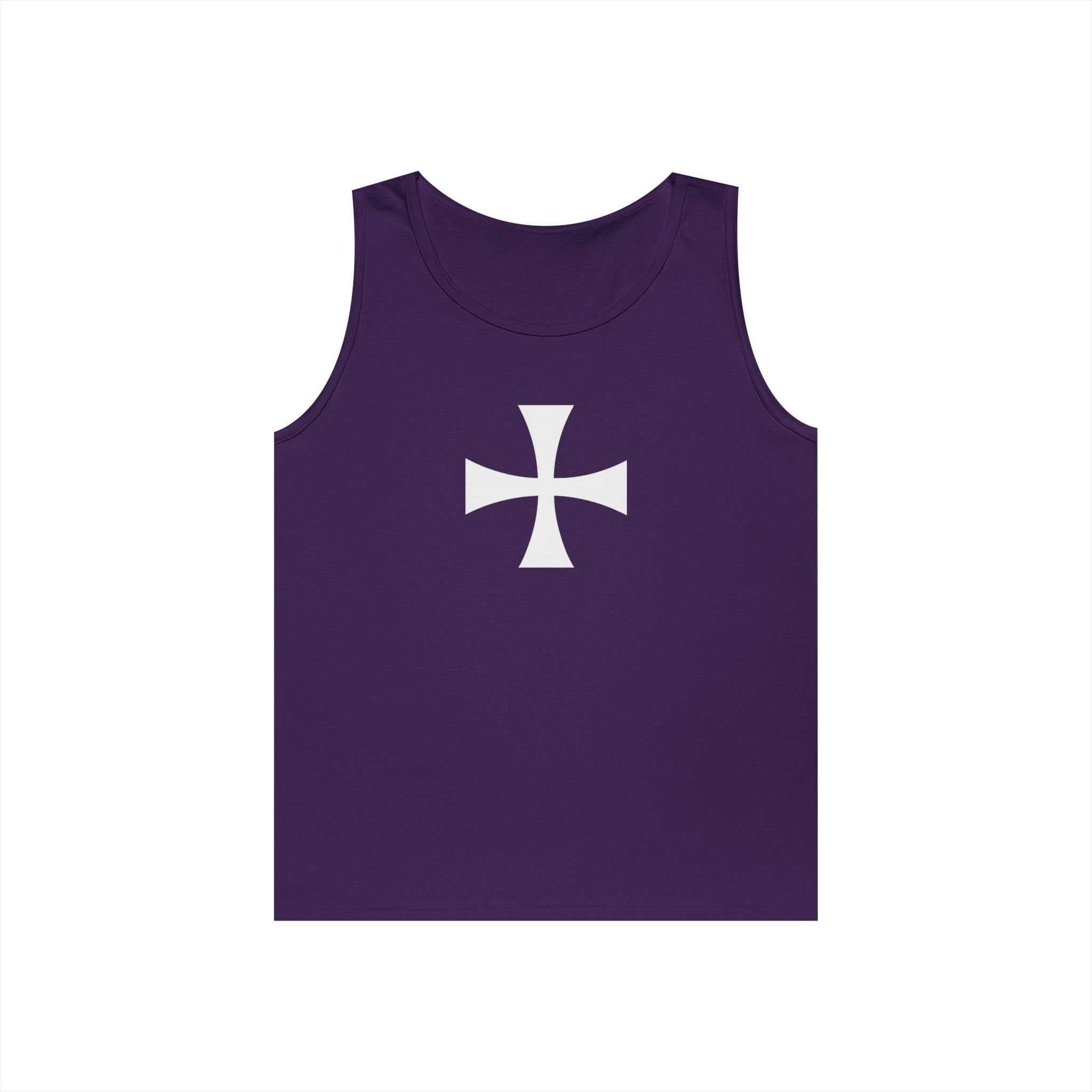 Teutonic Cross White Design Heavy Cotton Tank Top