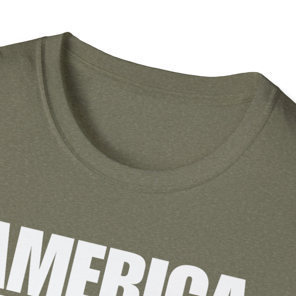 America First Black and White American Flag Softstyle Cotton Shirt T-Shirt