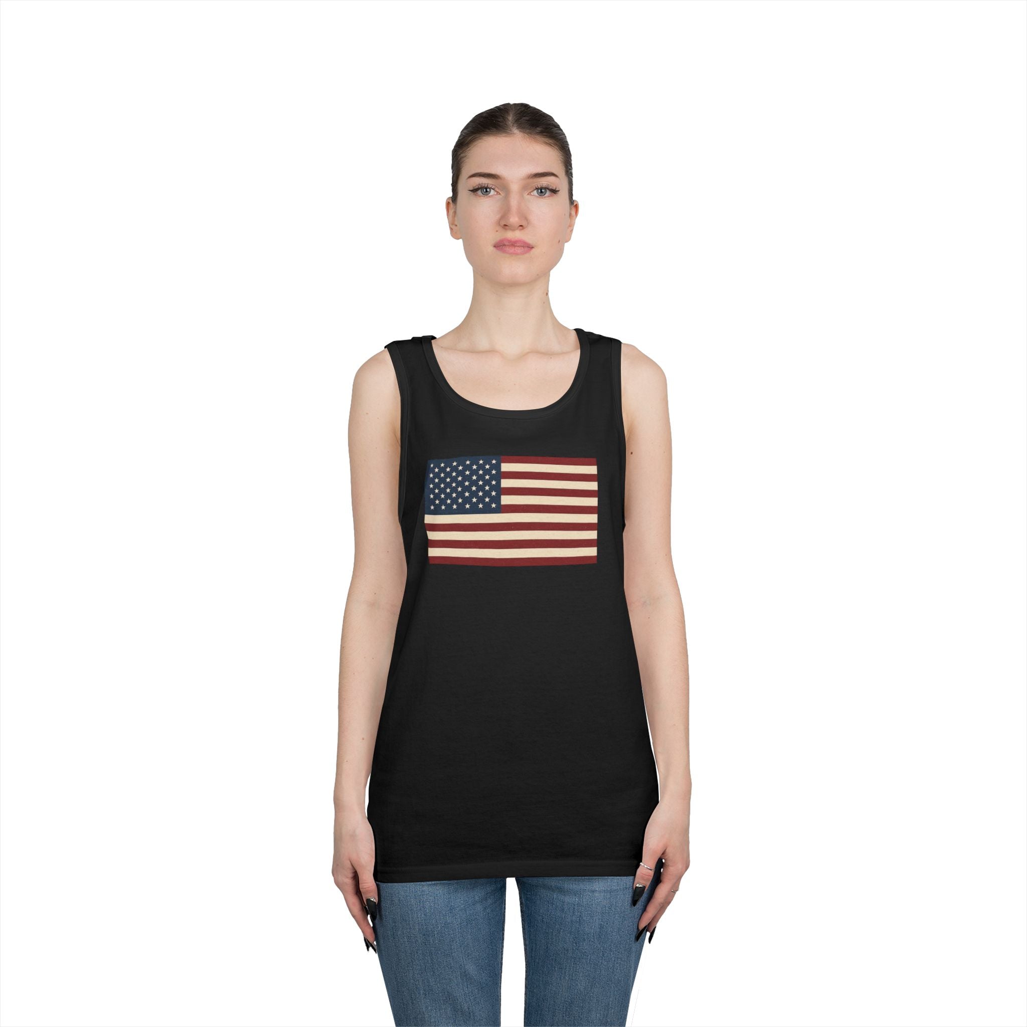 American Flag Heavy Cotton Tank Top
