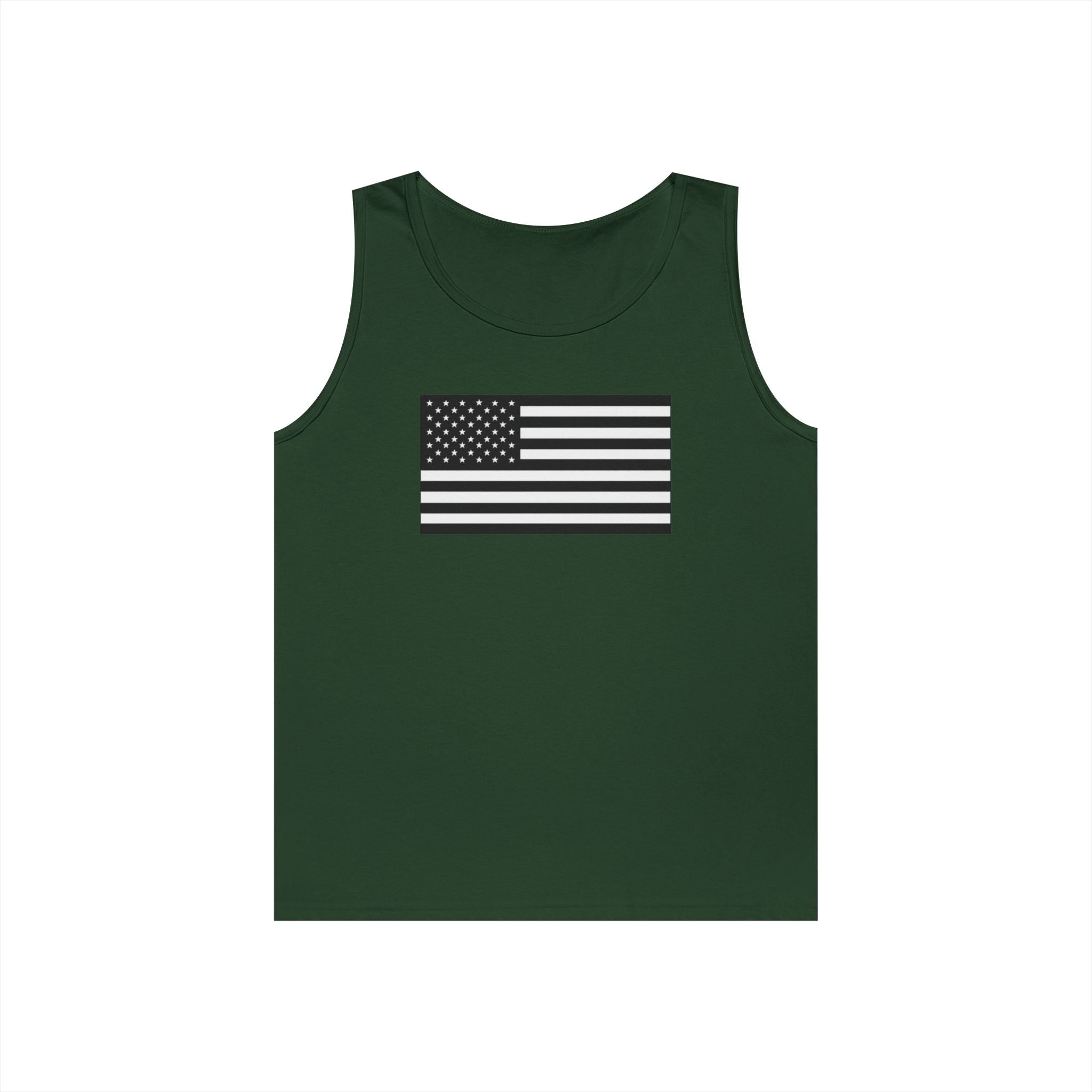 Black and White American Flag Heavy Cotton Tank Top