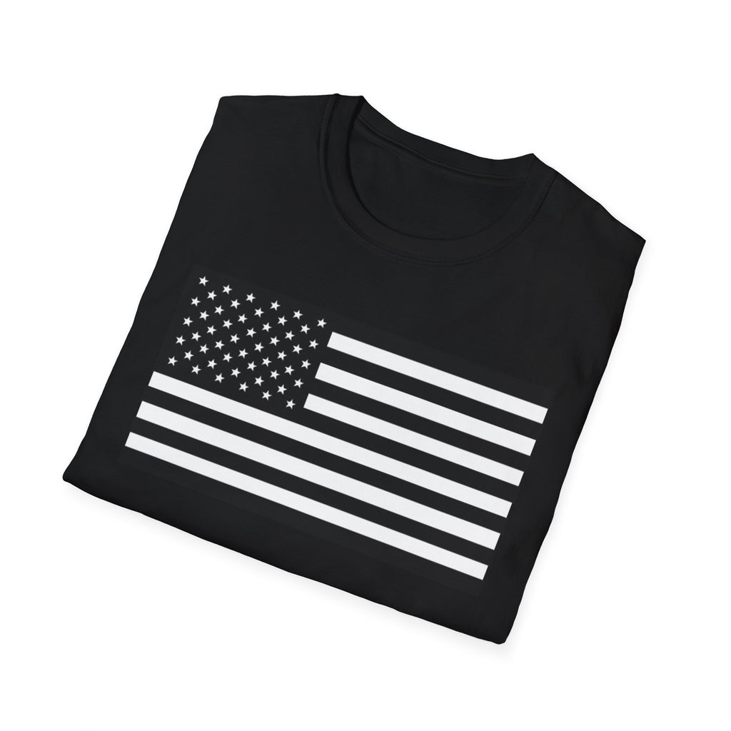 Black and White American Flag Softstyle Cotton Shirt T-Shirt