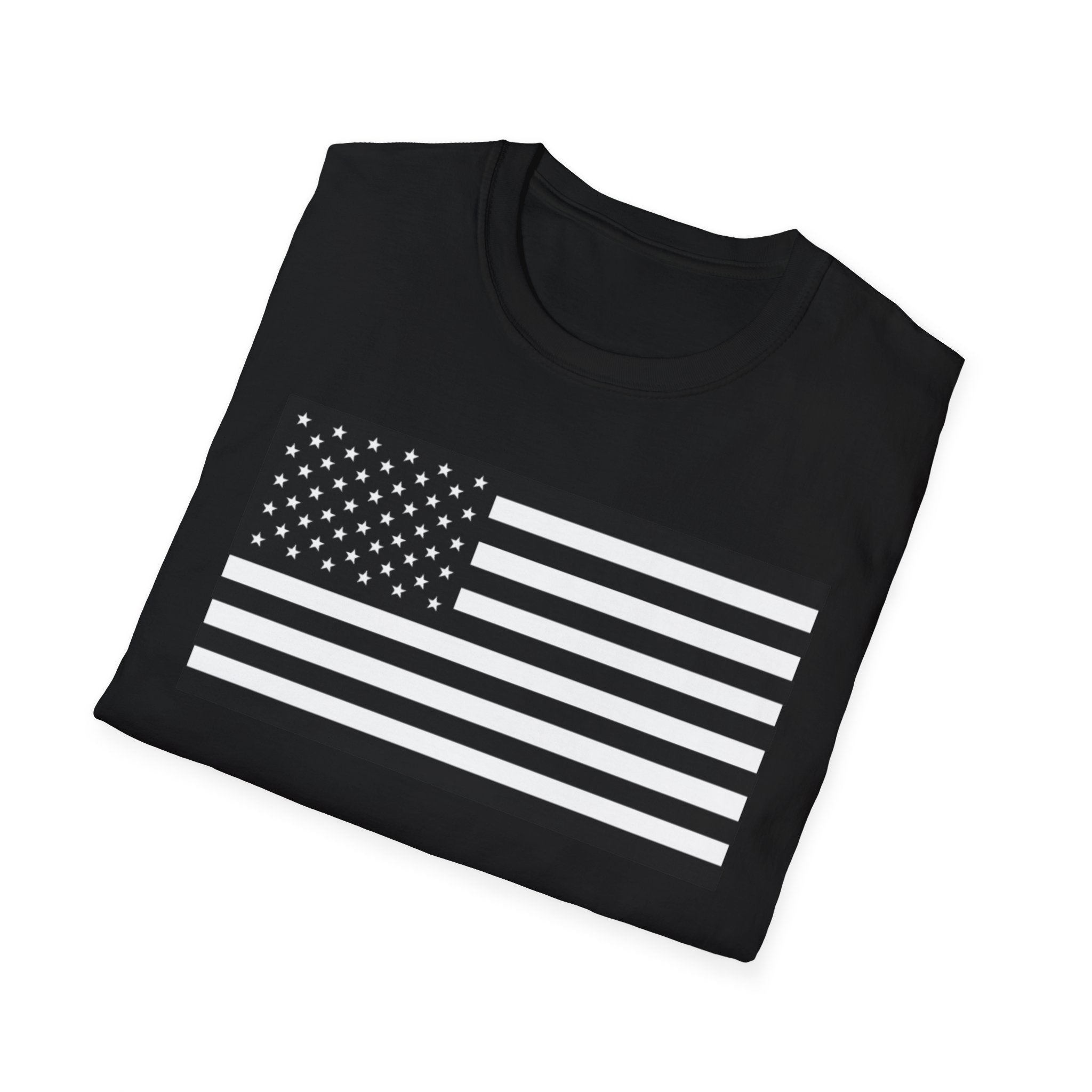 Black and White American Flag Softstyle Cotton Shirt T-Shirt