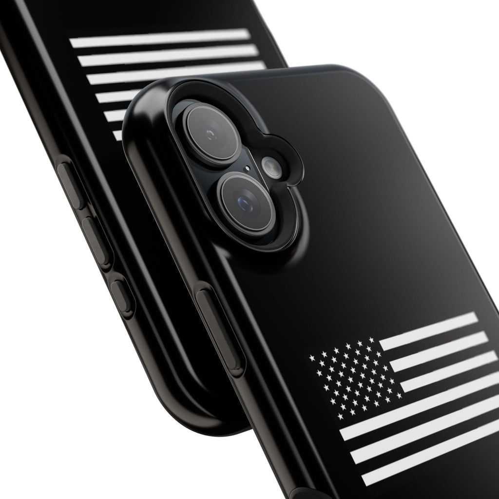 Black and White American Flag Magnetic Impact-Resistant Cases