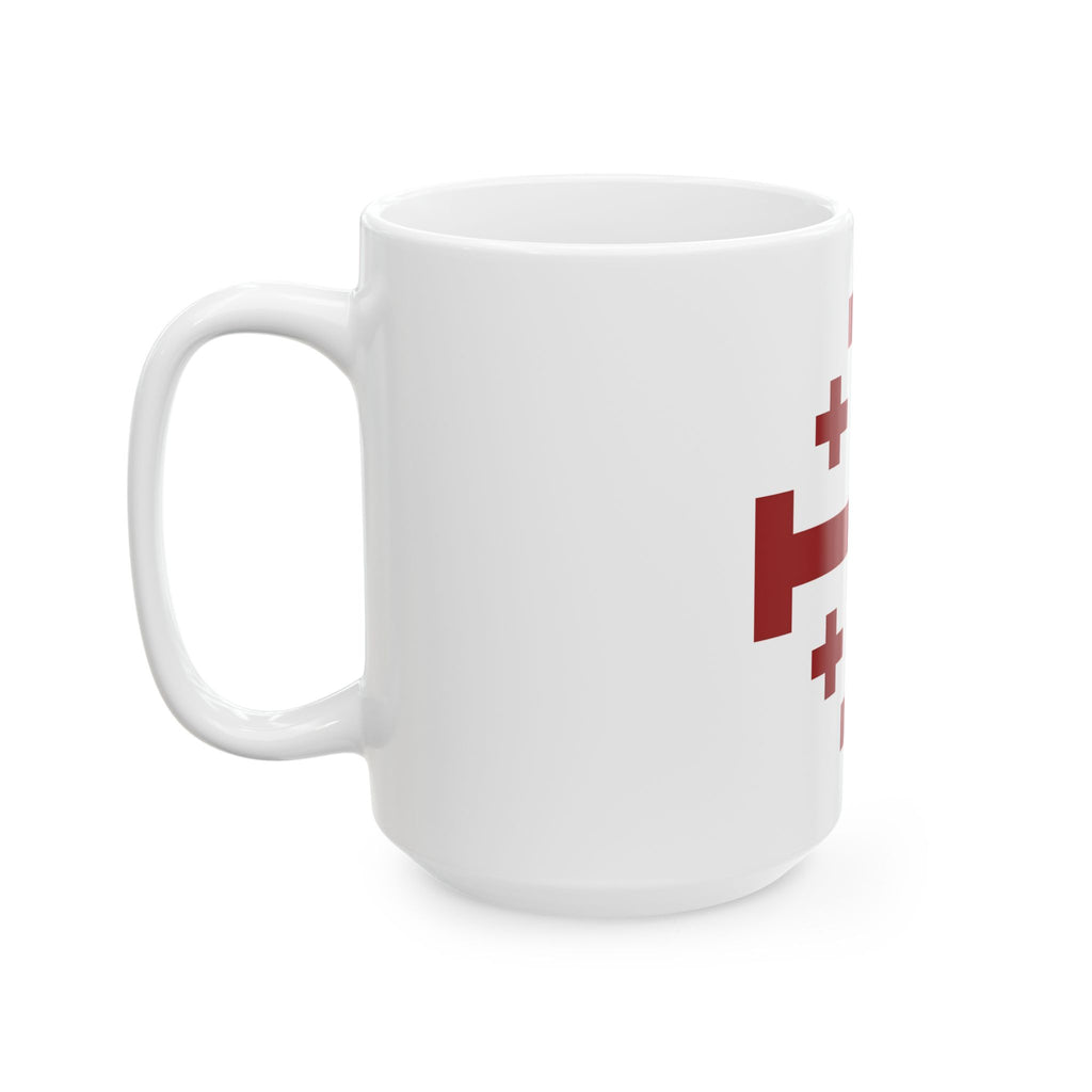 Crusader Cross of Jerusalem Symbol Red Design White Ceramic Mug