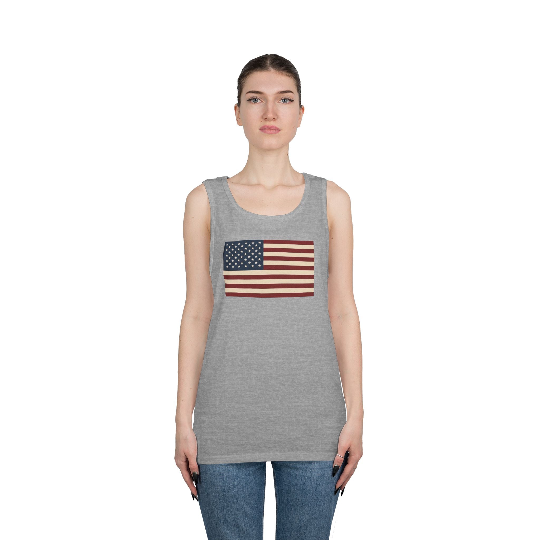 American Flag Heavy Cotton Tank Top