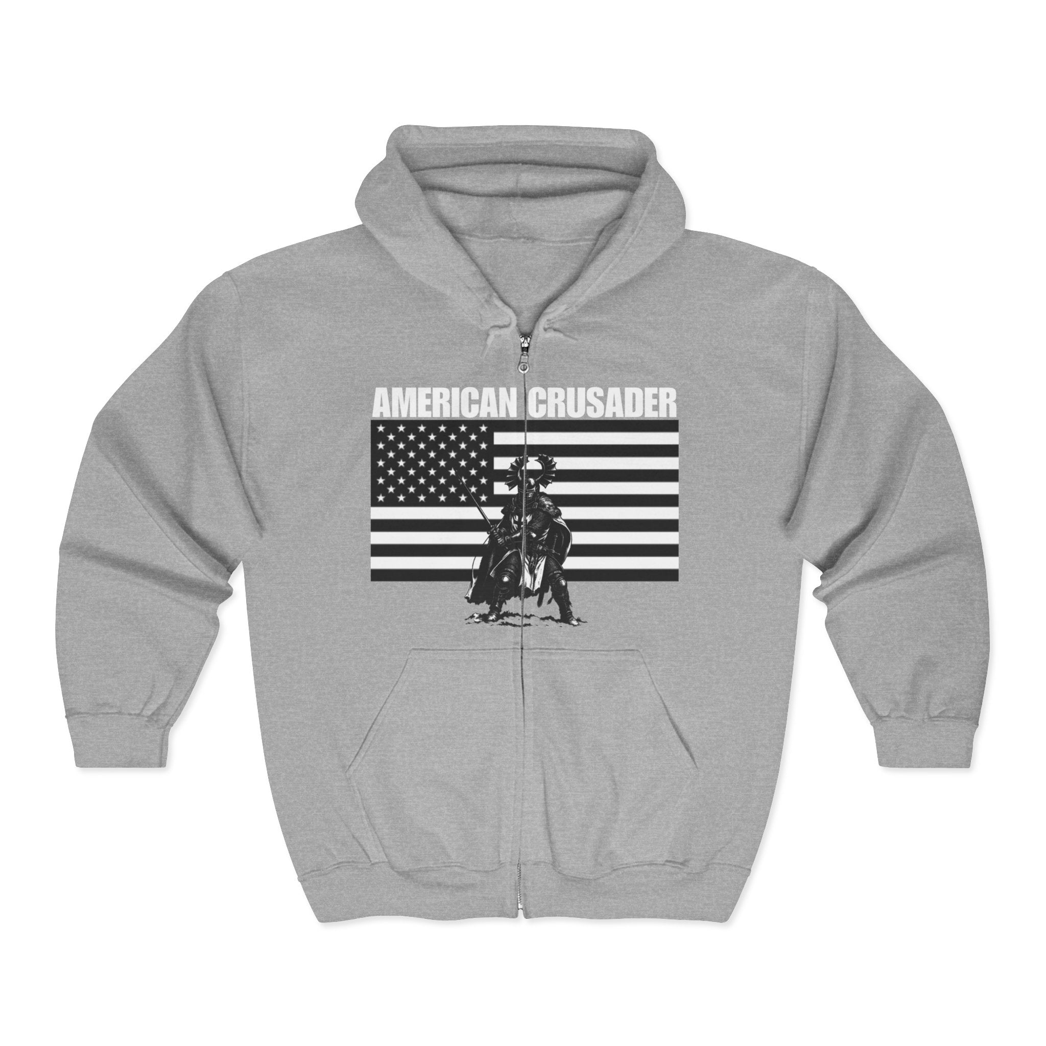 American Crusader Graphic Zip Up Hoodie Sweatshirt