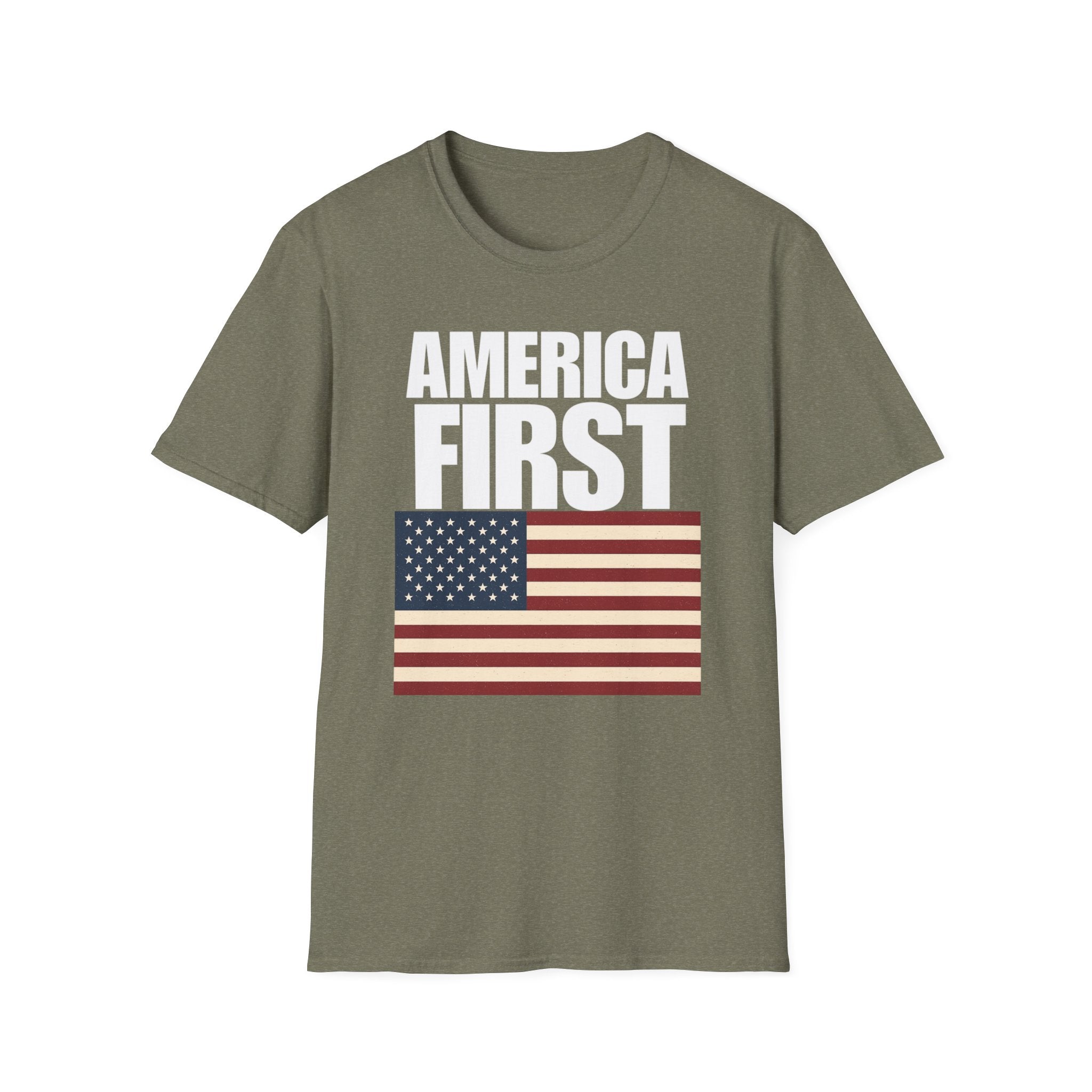 America First American Flag Softstyle Cotton Shirt T-Shirt