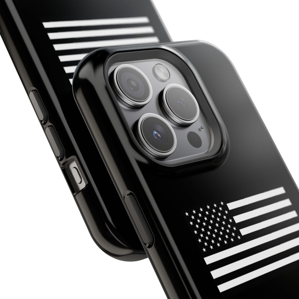 Black and White American Flag Magnetic Impact-Resistant Cases