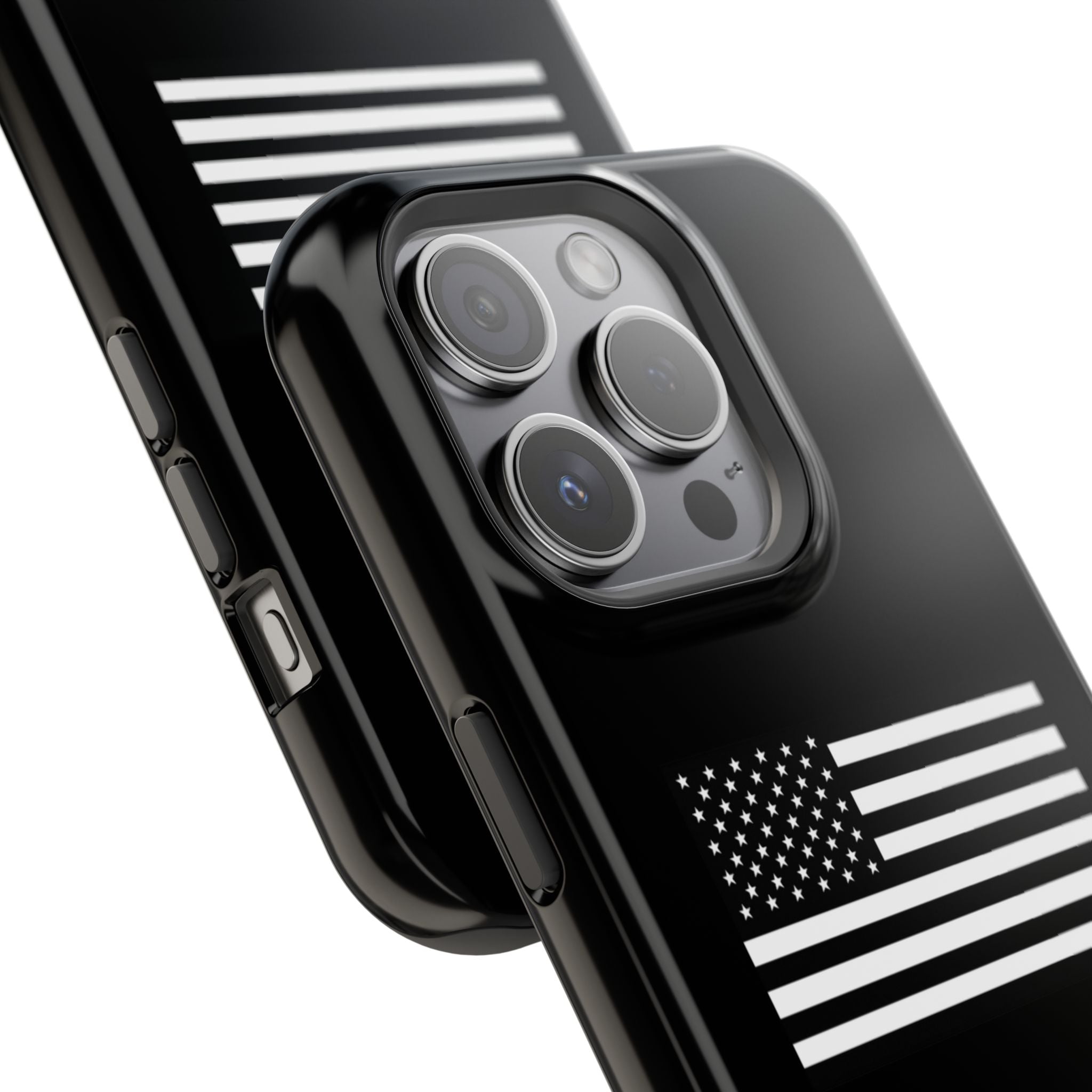 Black and White American Flag Magnetic Impact-Resistant Cases