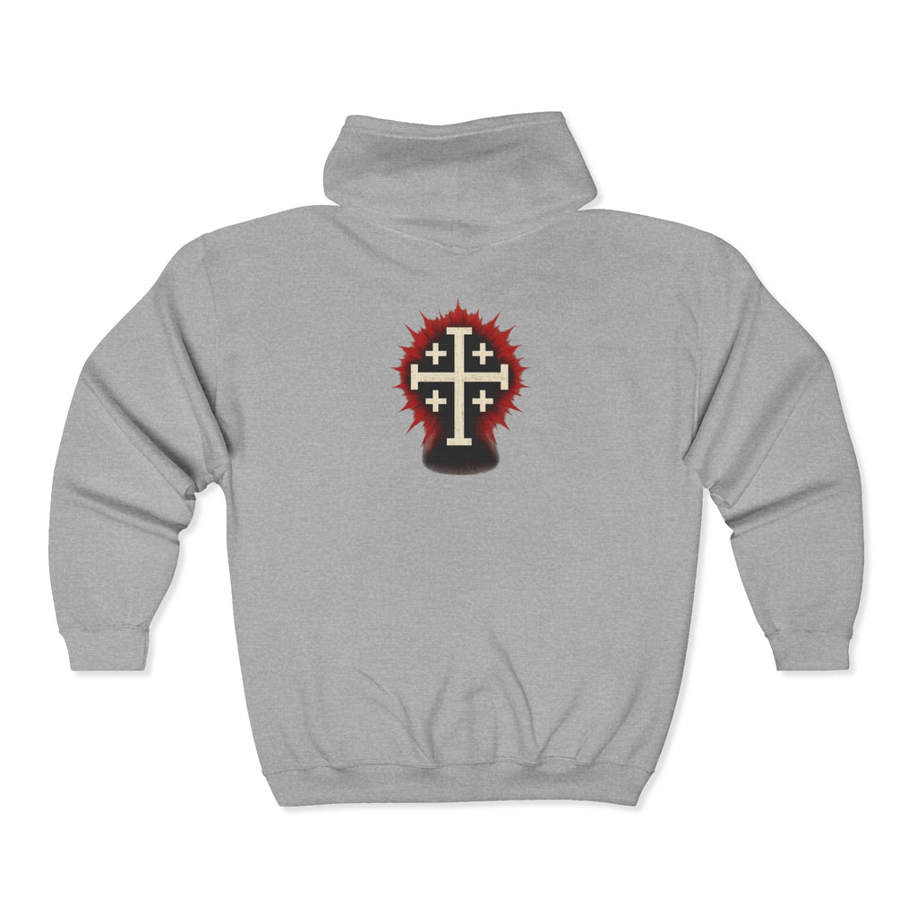 Front and Back Christ is King Zip-Up Hoodie with Cross on Back, Christ is King Design Sweatshirt