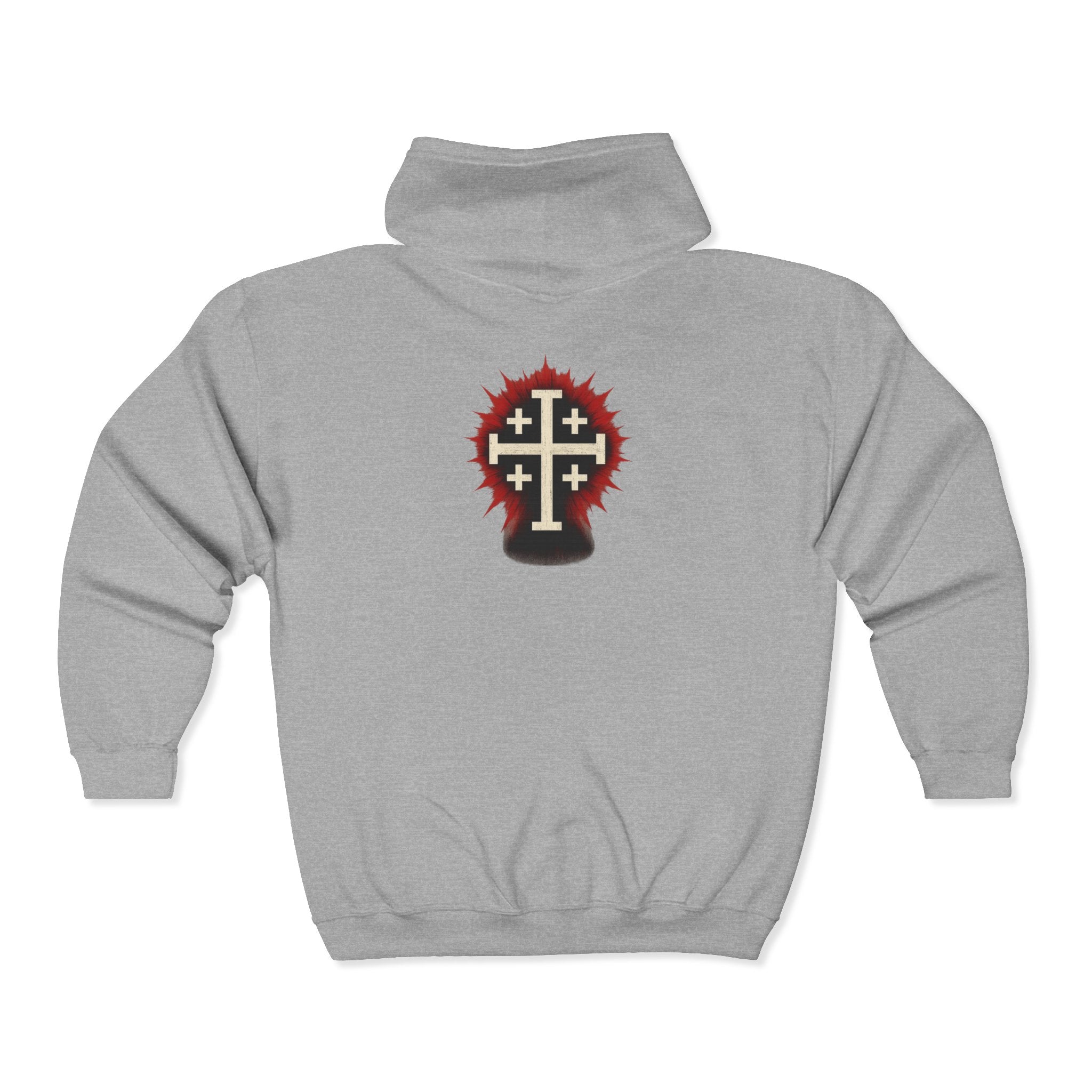 Front and Back Christ is King Zip-Up Hoodie with Cross on Back, Christ is King Design Sweatshirt