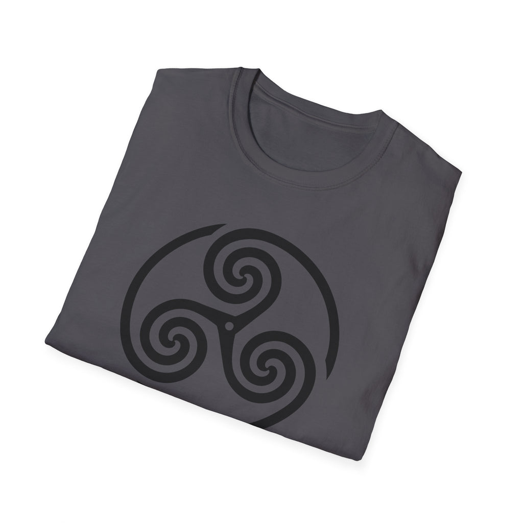 Celtic Spiral Triskele Symbol Alt Black Design Softstyle T-Shirt