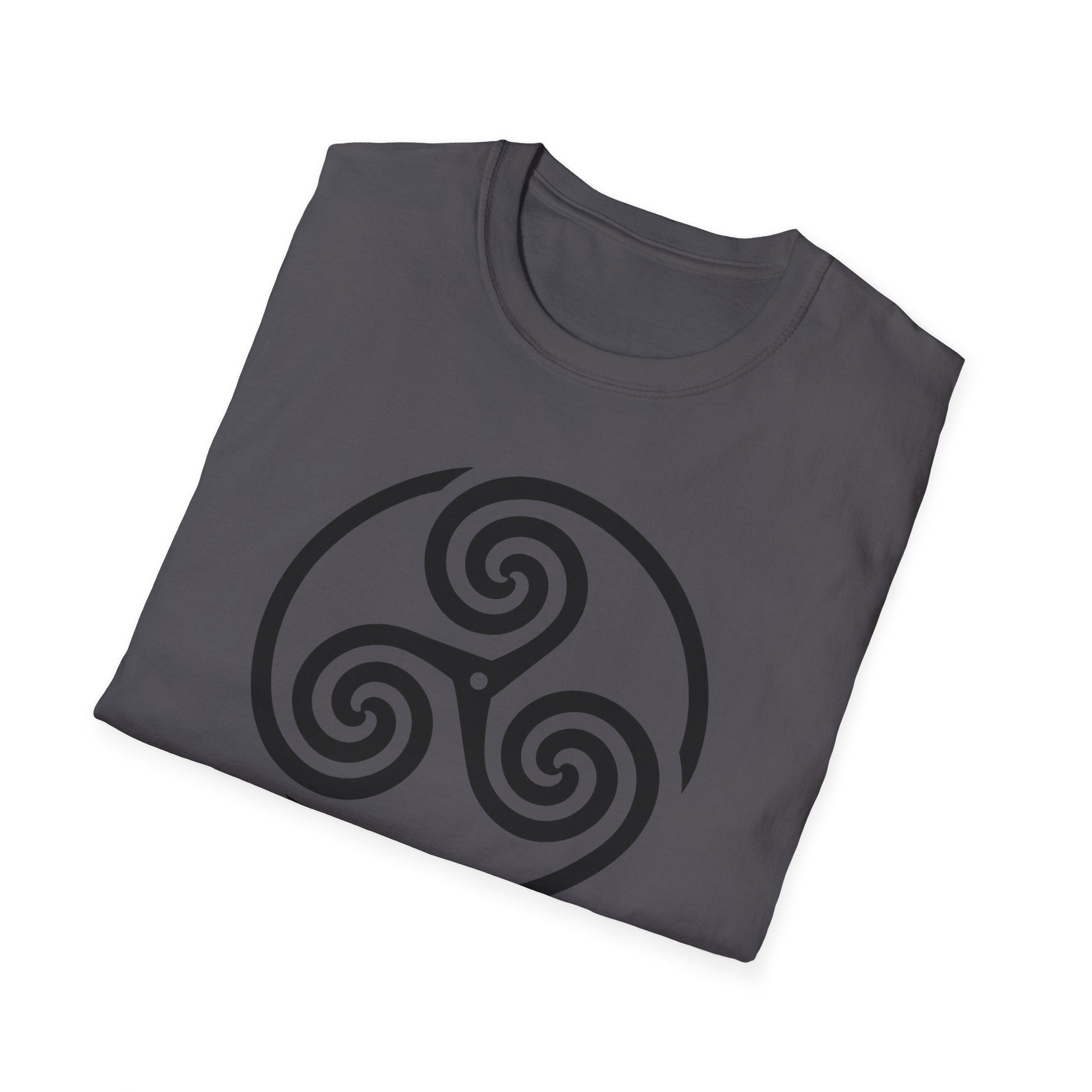 Celtic Spiral Triskele Symbol Alt Black Design Softstyle T-Shirt