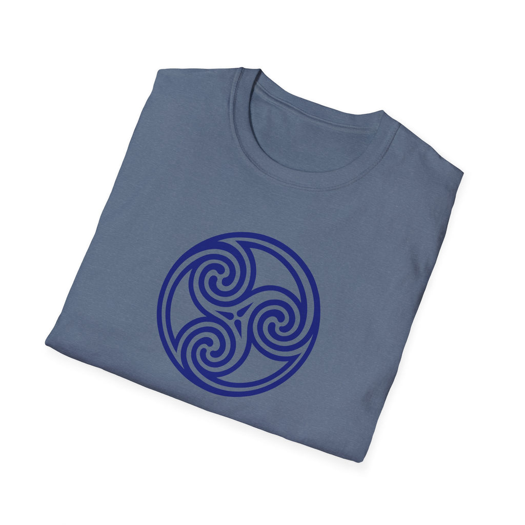 Celtic Spiral Triskele Trinity Symbol Blue Softstyle T-Shirt