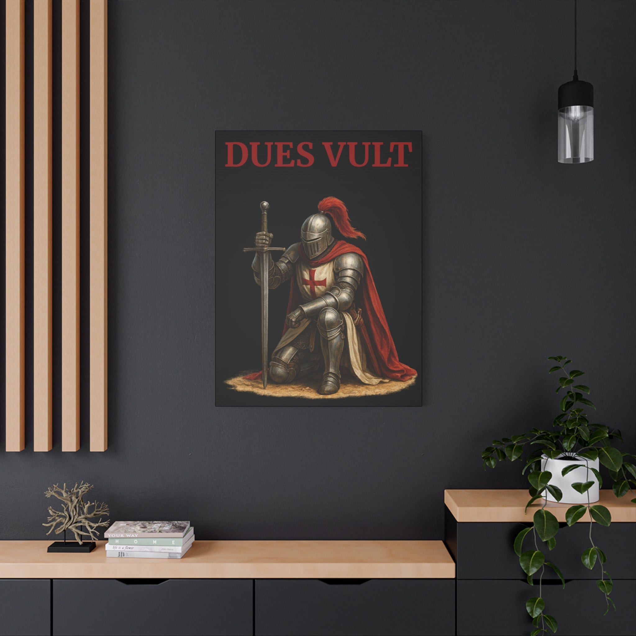Crusader Knight Dues Vult Matte Canvas Wall Art, Dues Vult Decor, Medieval Artwork