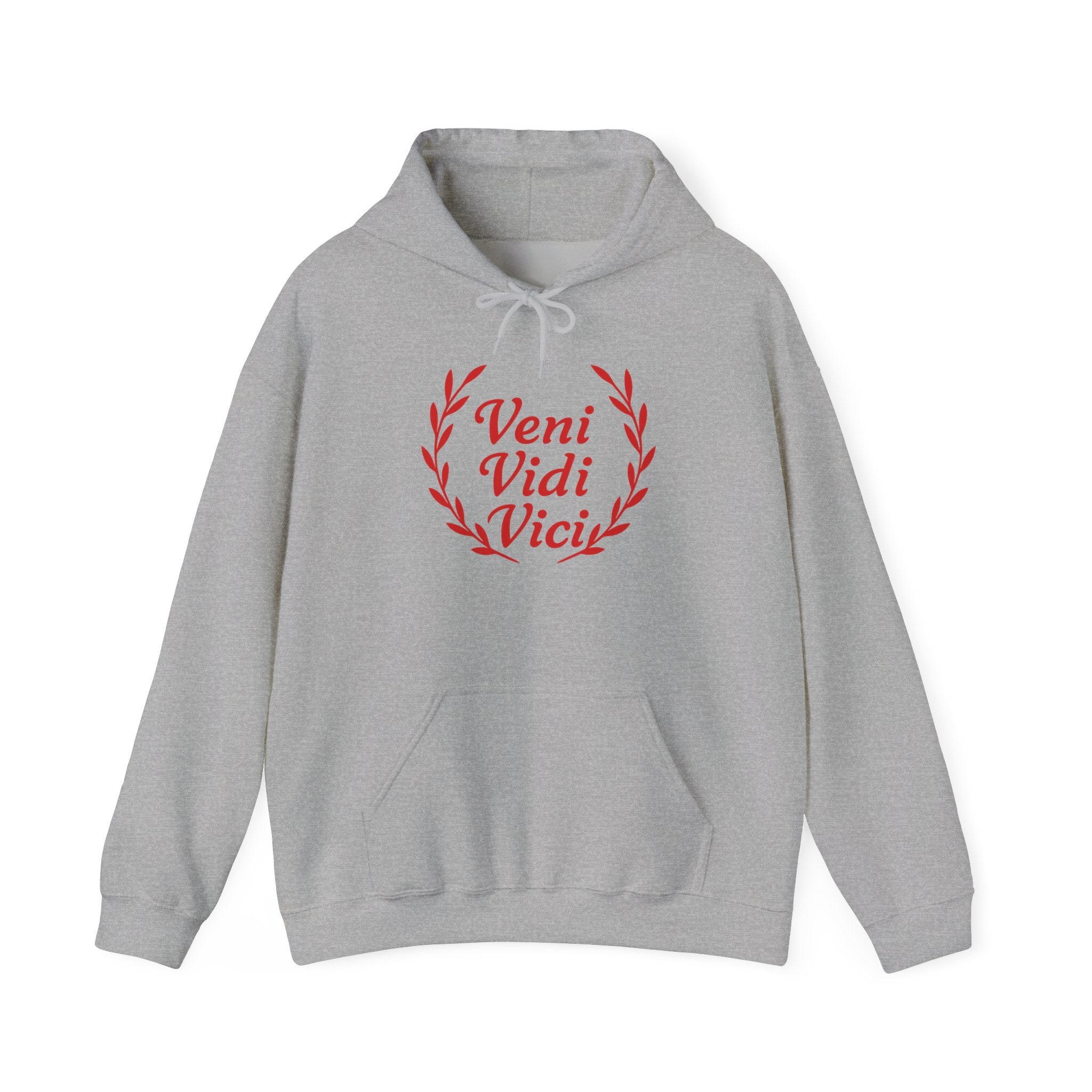 Veni Vidi Vici "I Came, I saw, I Conquered" Red Graphic Pull Over Hoodie Sweatshirt