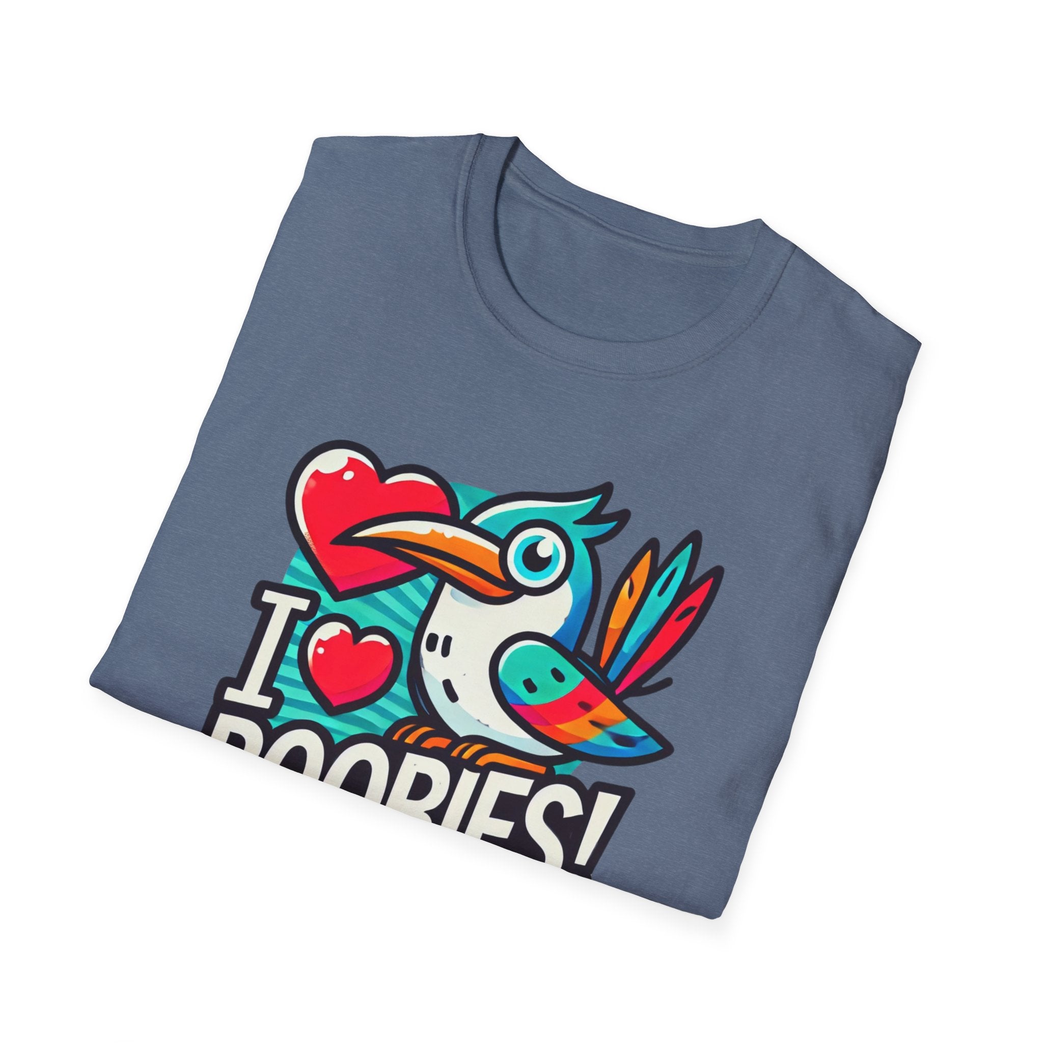 Funny 'I Love Boobies!' Boobie Bird Softstyle Cotton T-Shirt