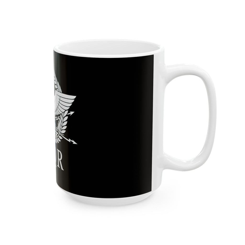 SPQR White Roman Eagle Design Black Ceramic Mug