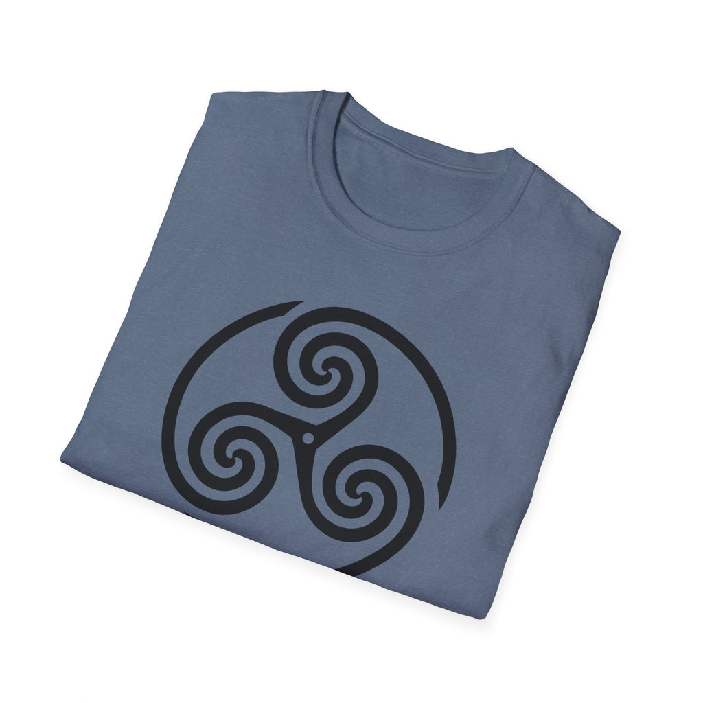 Celtic Spiral Triskele Symbol Alt Black Design Softstyle T-Shirt
