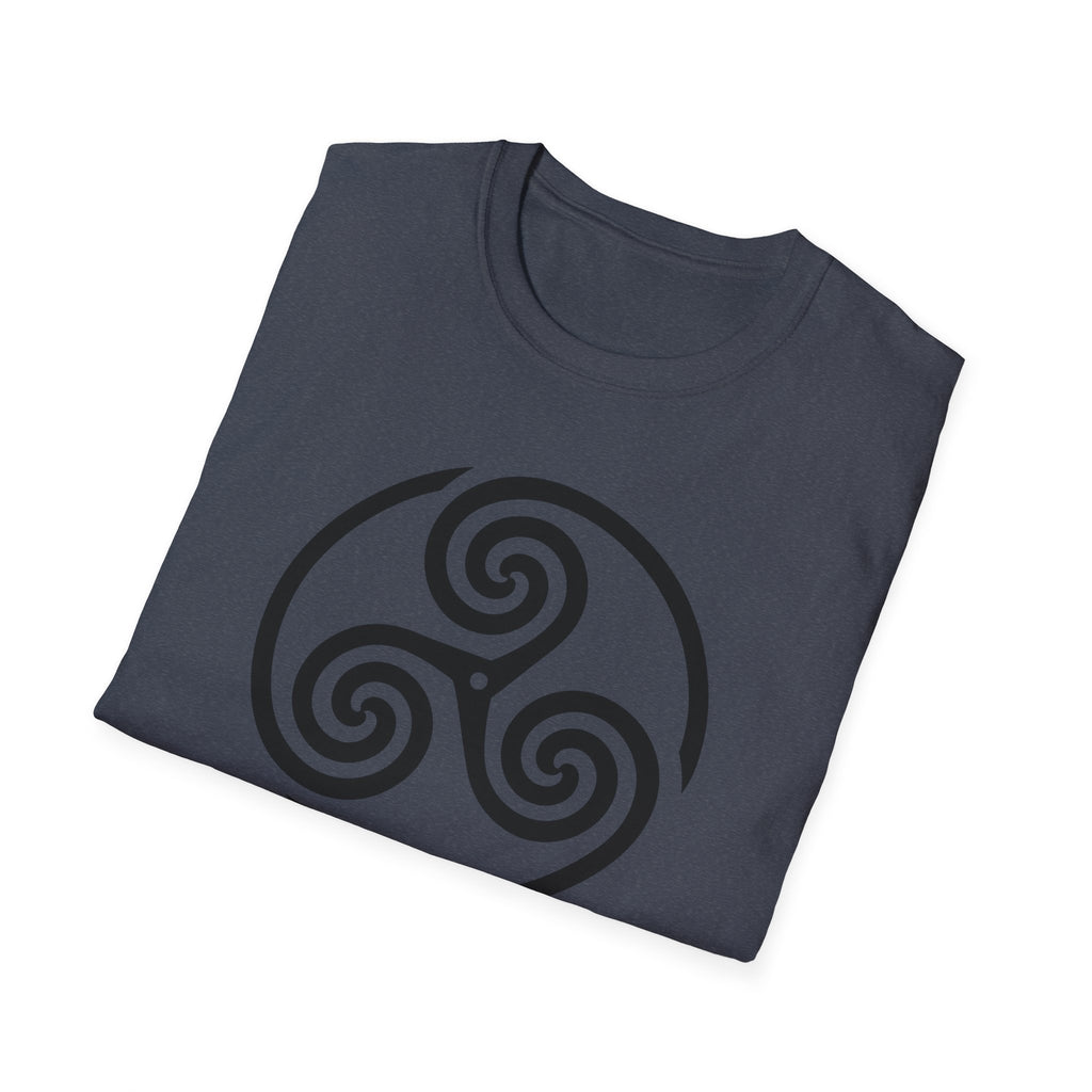 Celtic Spiral Triskele Symbol Alt Black Design Softstyle T-Shirt