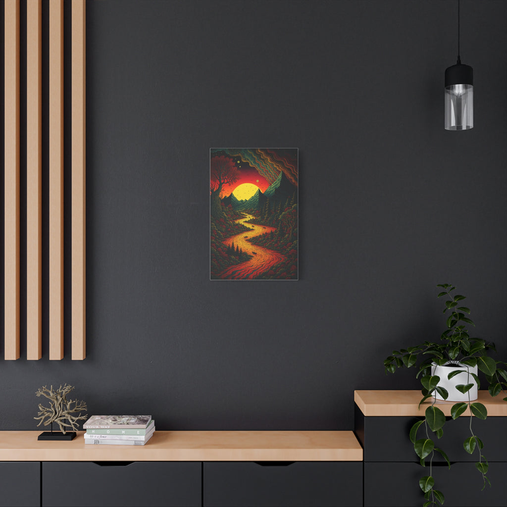 Trippy Sunset River Canvas Wall Art