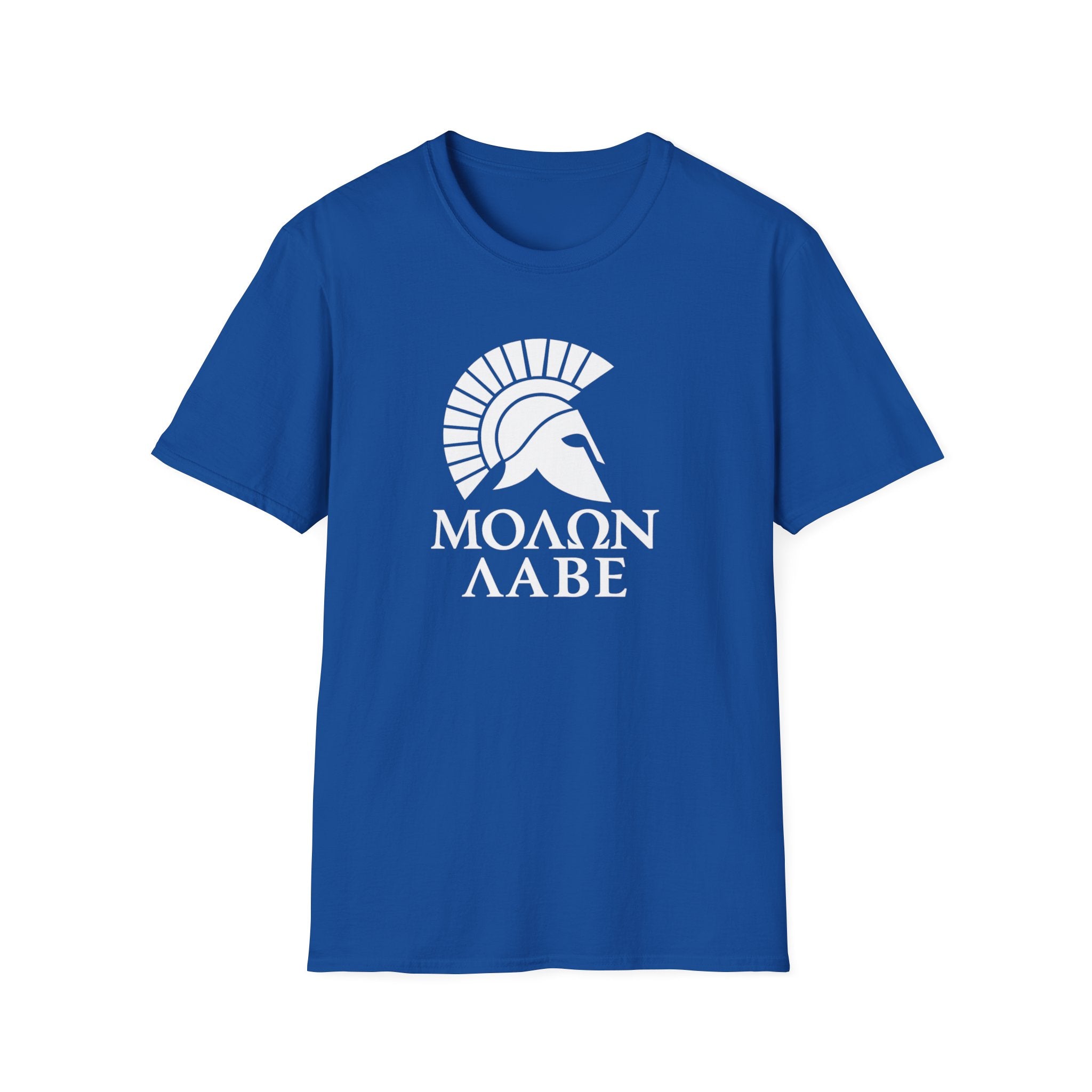 Molon Labe "Come and Take It!" in Greek Large Text White Design Softstyle Cotton T-Shirt