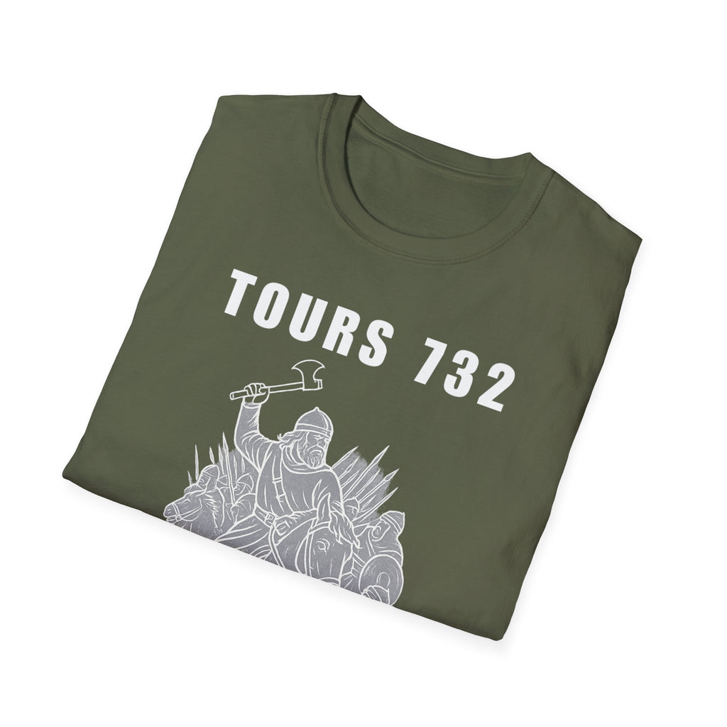 Tours 732 Charles "The Hammer" Martel "TOURS 732" Text Graphic Unisex Softstyle T-Shirt