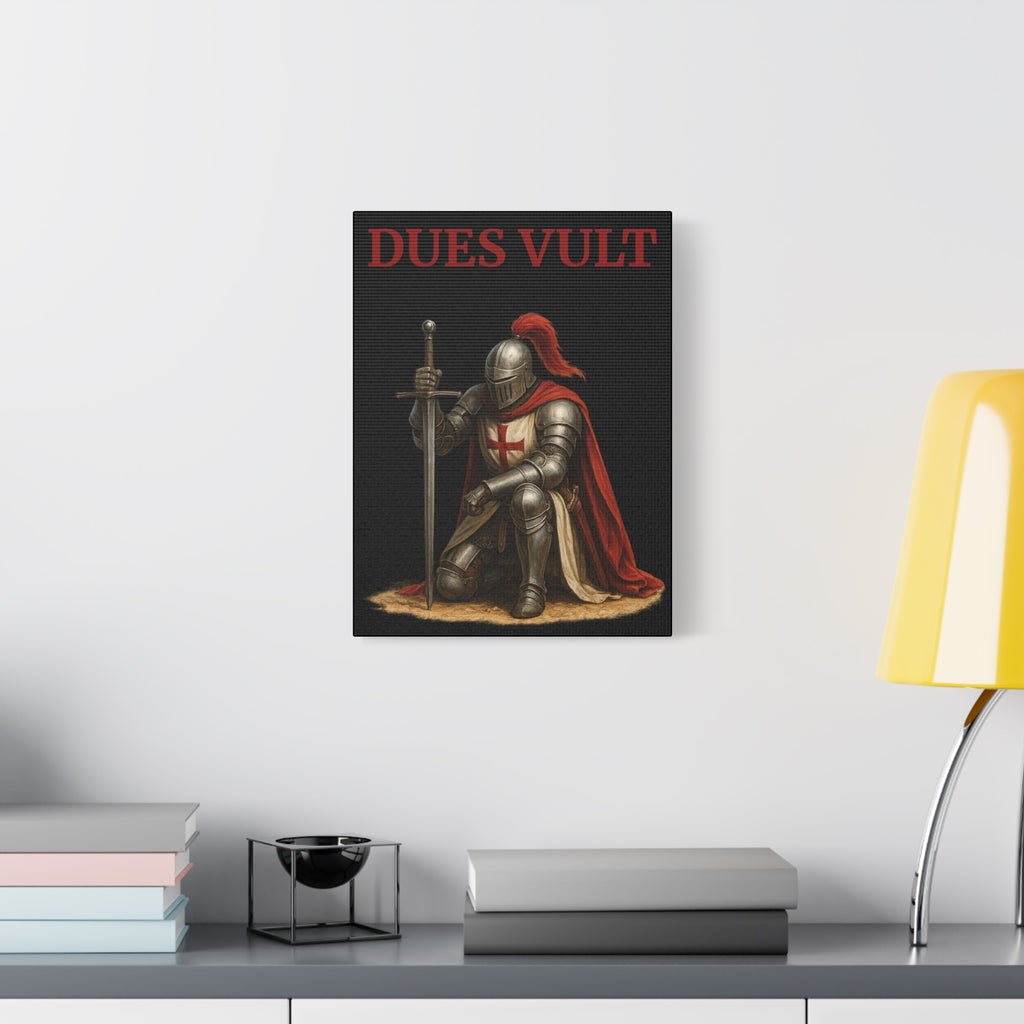 Crusader Knight Dues Vult Matte Canvas Wall Art, Dues Vult Decor, Medieval Artwork