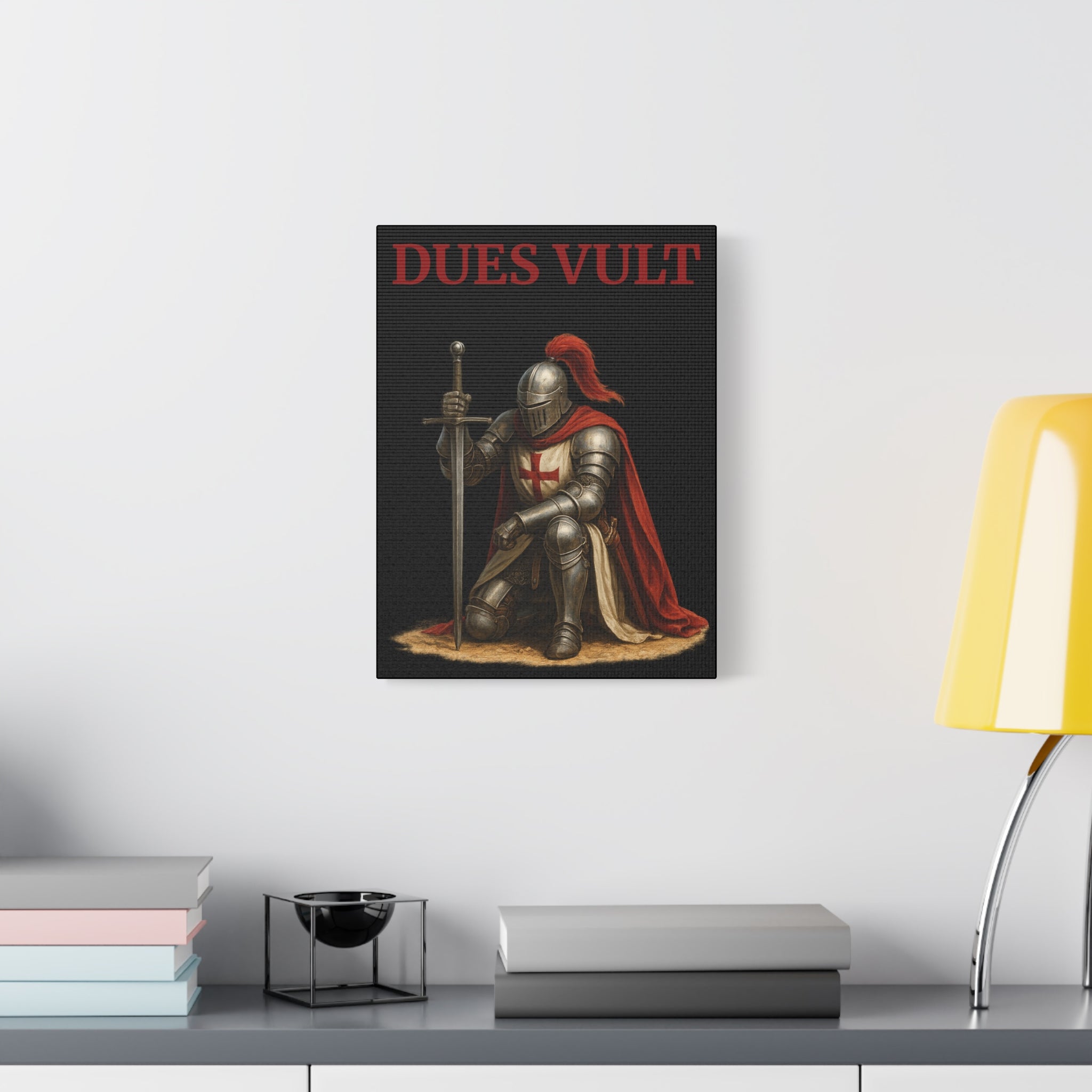 Crusader Knight Dues Vult Matte Canvas Wall Art, Dues Vult Decor, Medieval Artwork