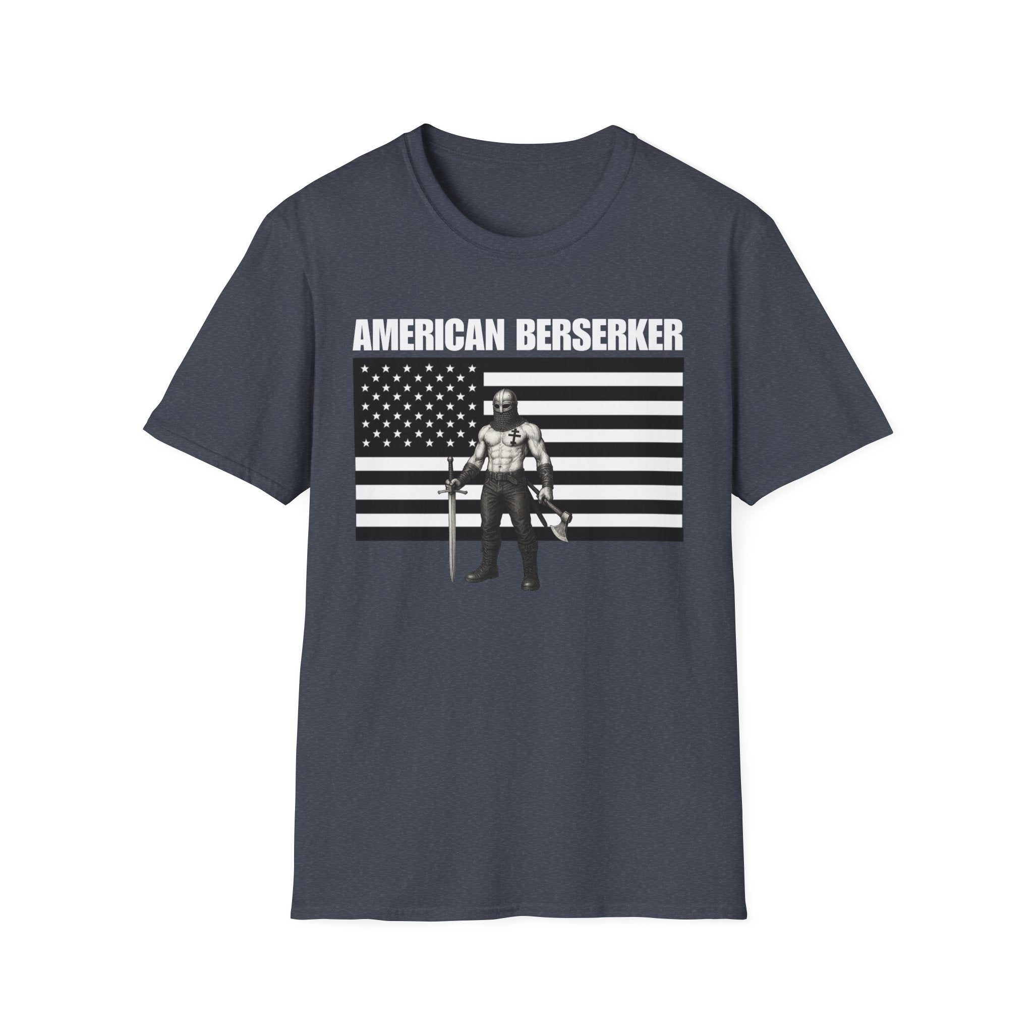 Bold American Berserker Black and White Softstyle T-Shirt