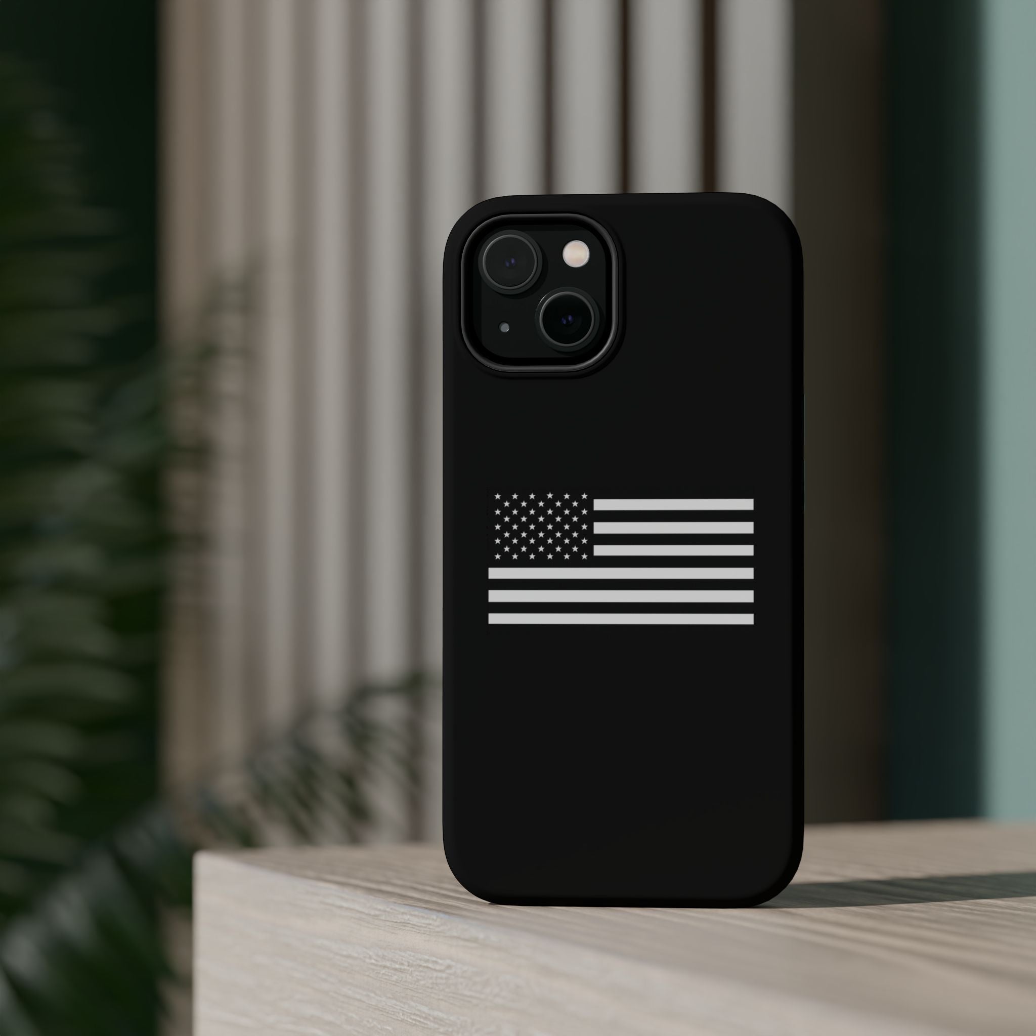 Black and White American Flag Magnetic Impact-Resistant Cases