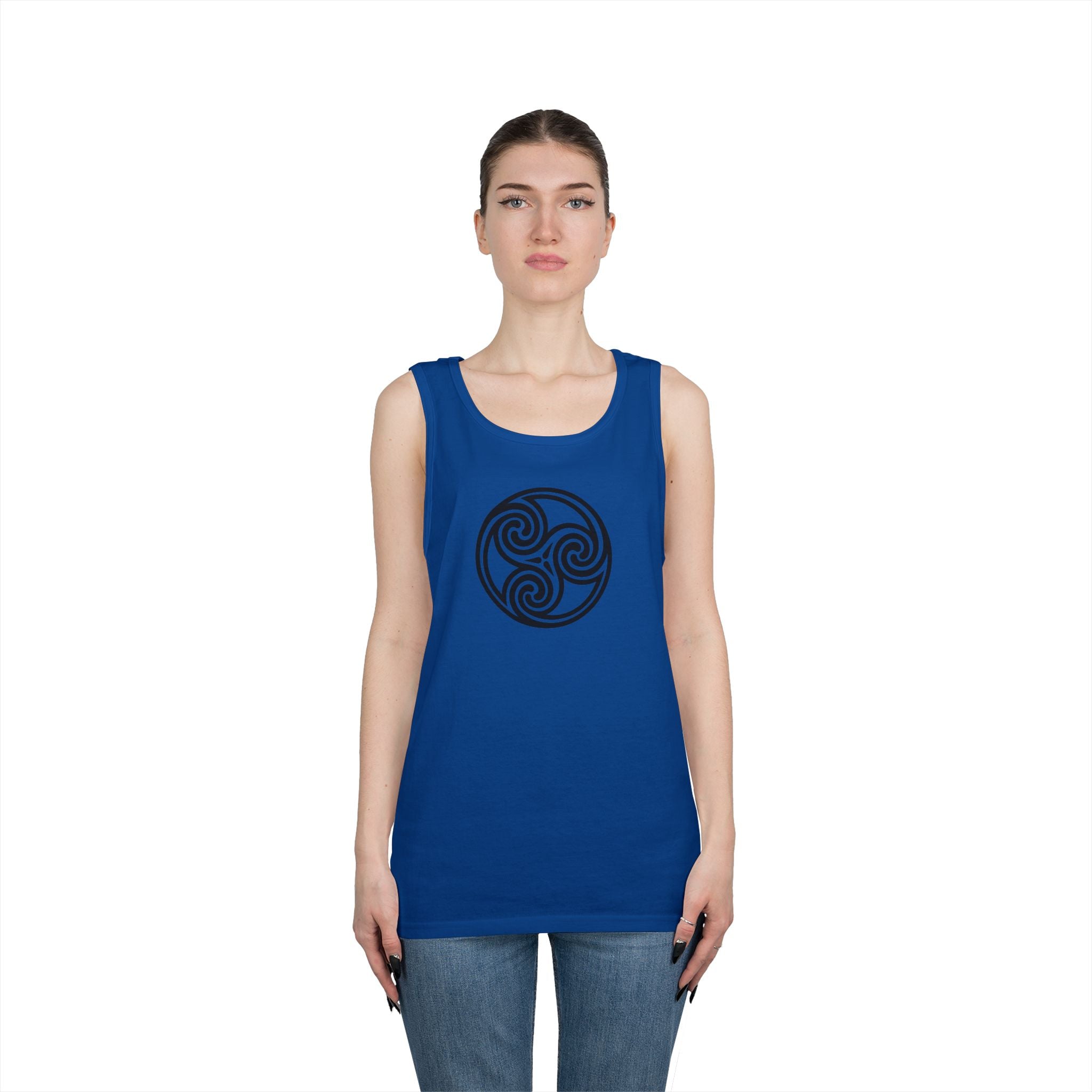 Celtic Spiral Triskele Symbol Black Unisex Tank Top