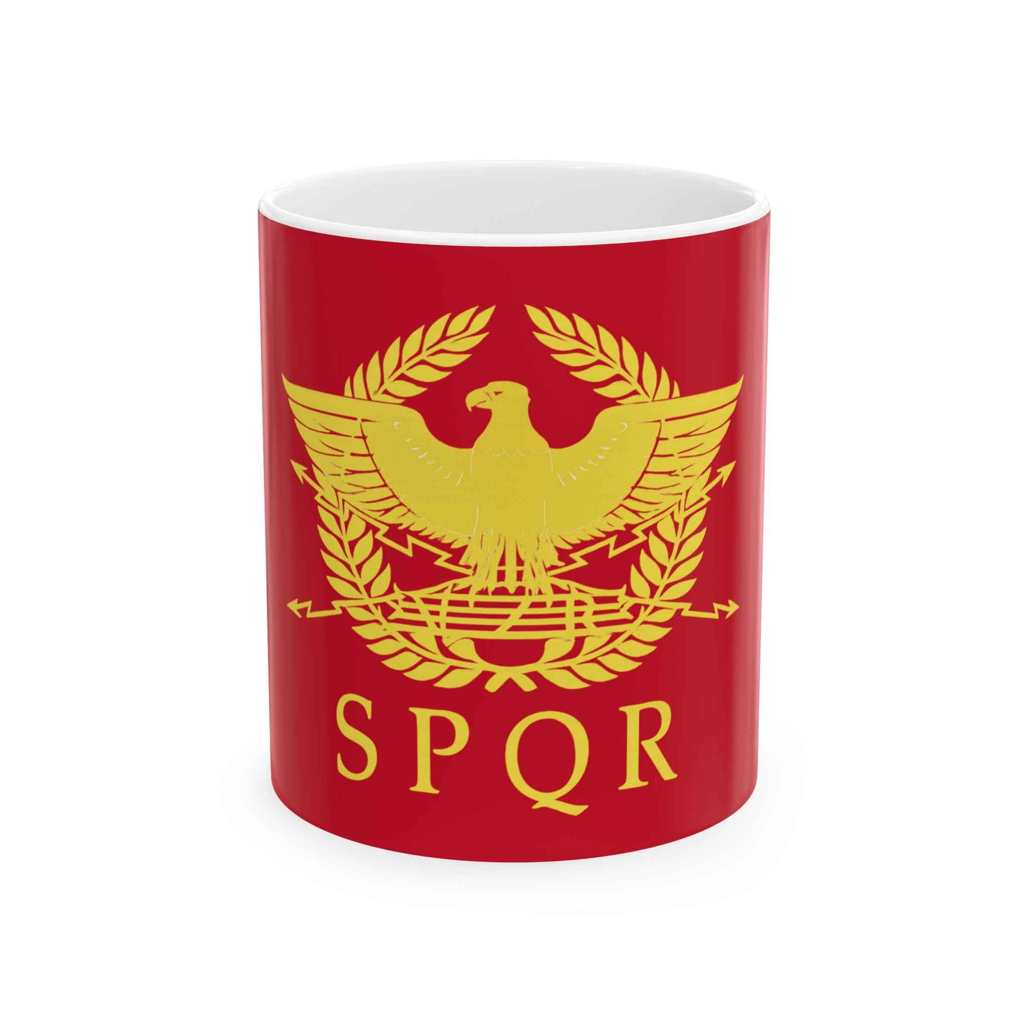 SPQR Gold Roman Eagle Design Red Ceramic Mug
