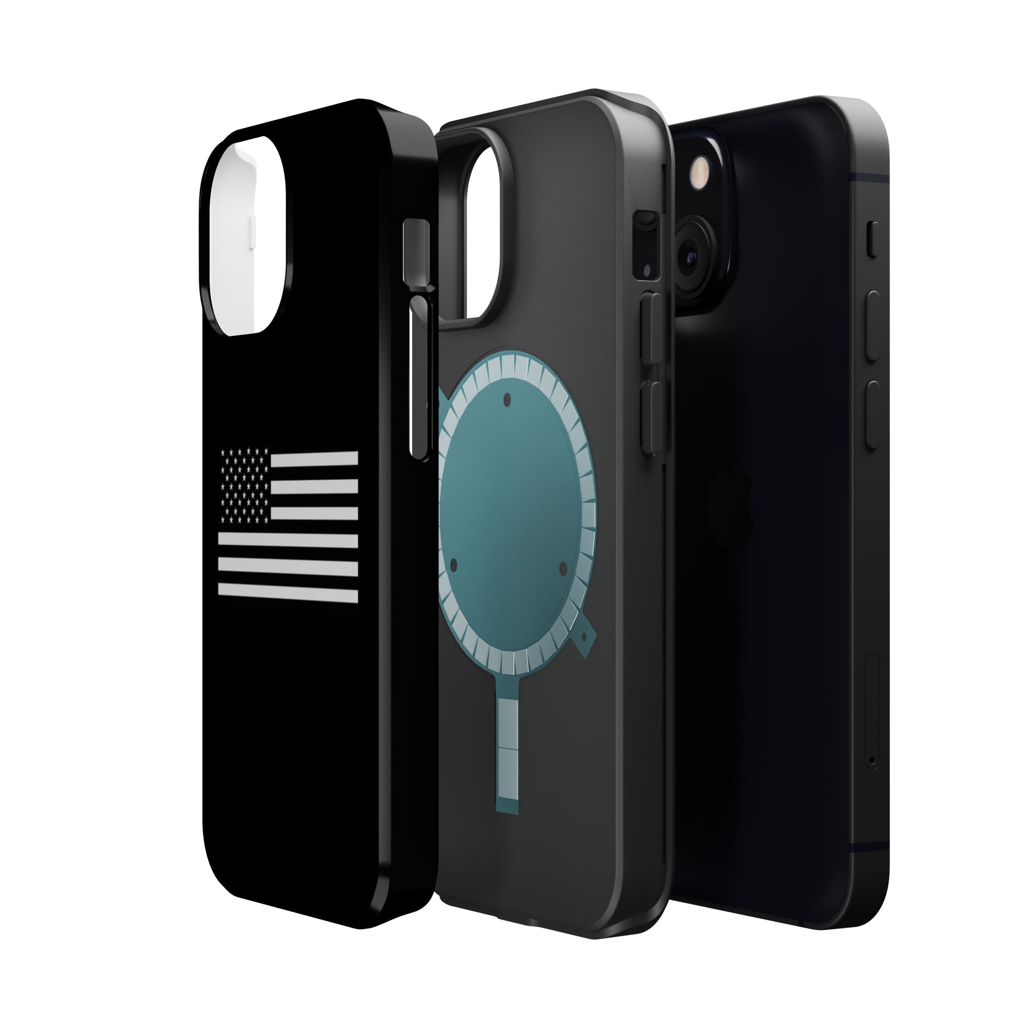 Black and White American Flag Magnetic Impact-Resistant Cases