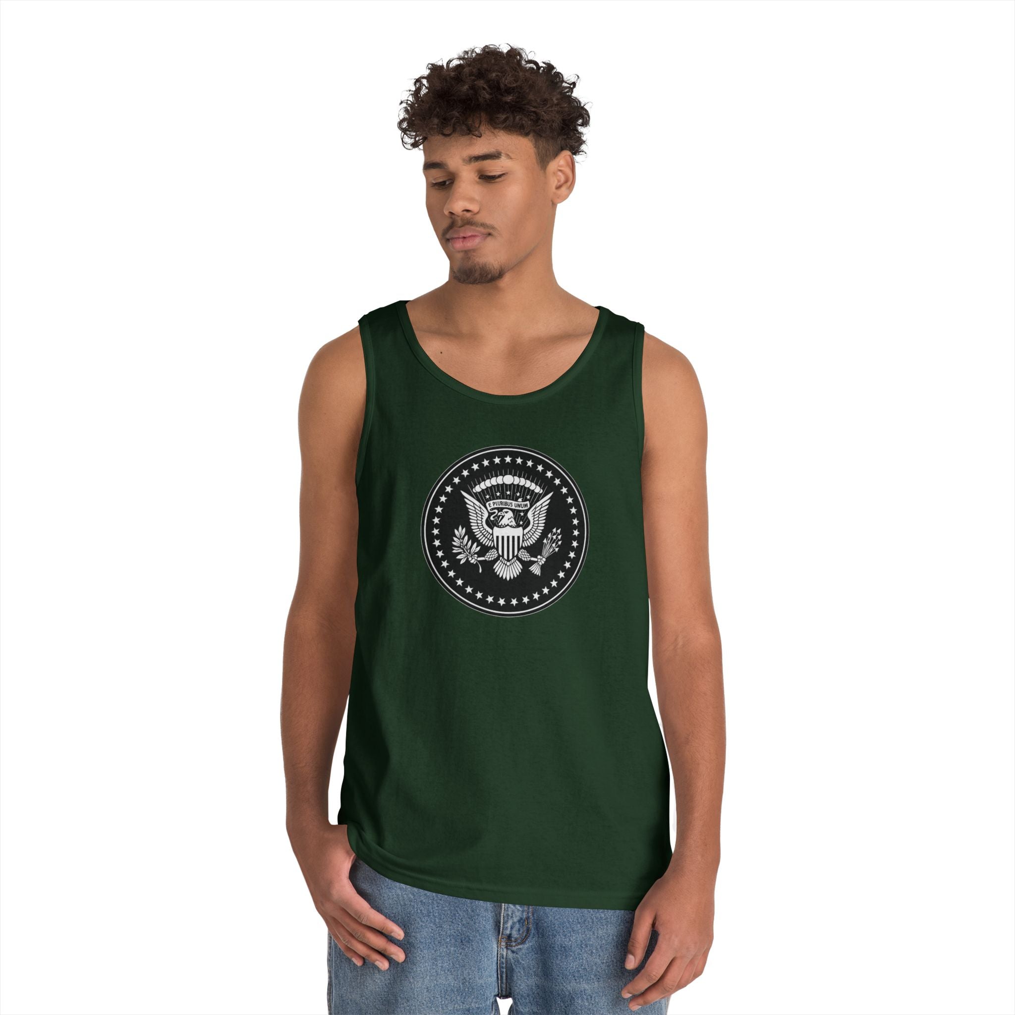 American Eagle Presidential Seal Black Design Unisex Heavy Cotton Tank Top