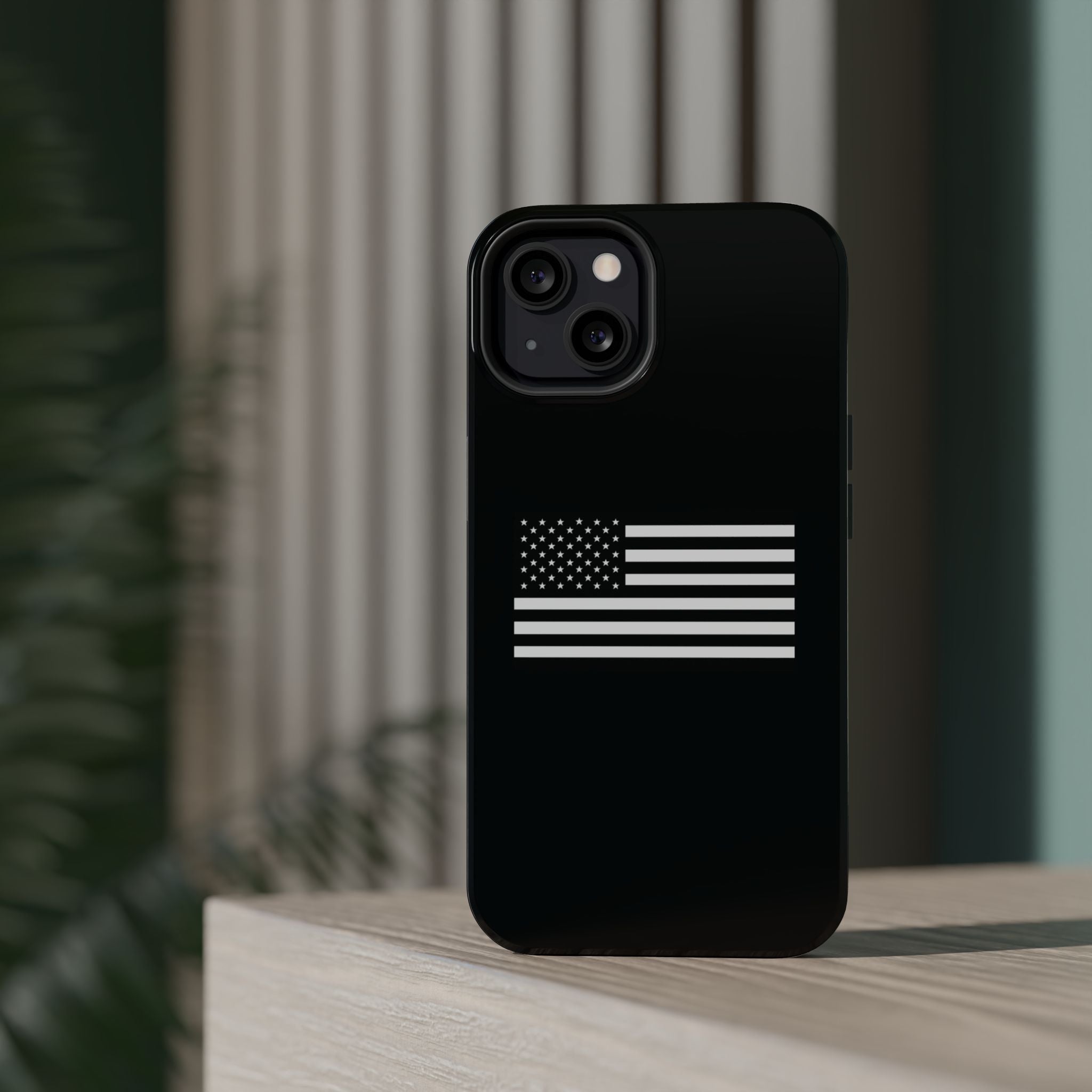 Black and White American Flag Magnetic Impact-Resistant Cases