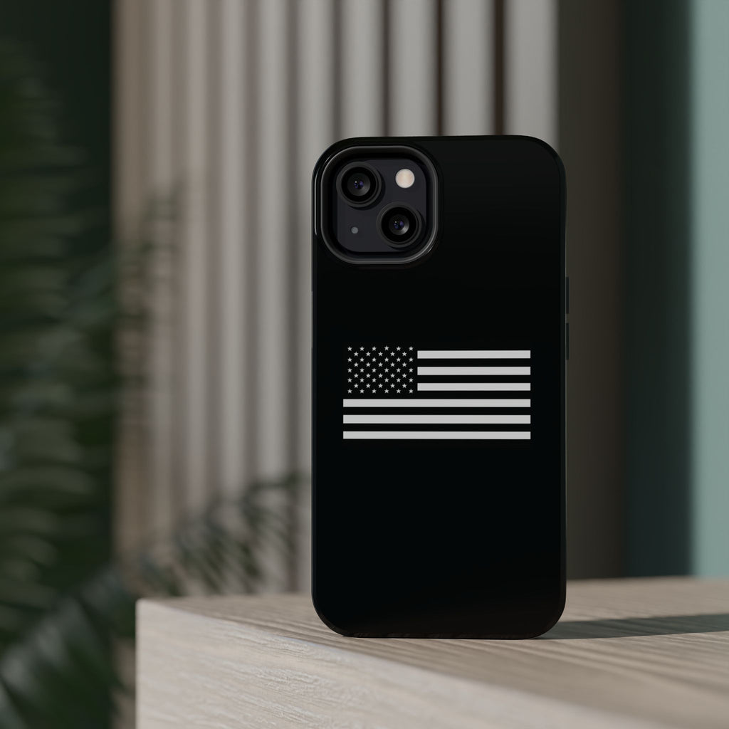 Black and White American Flag Magnetic Impact-Resistant Cases